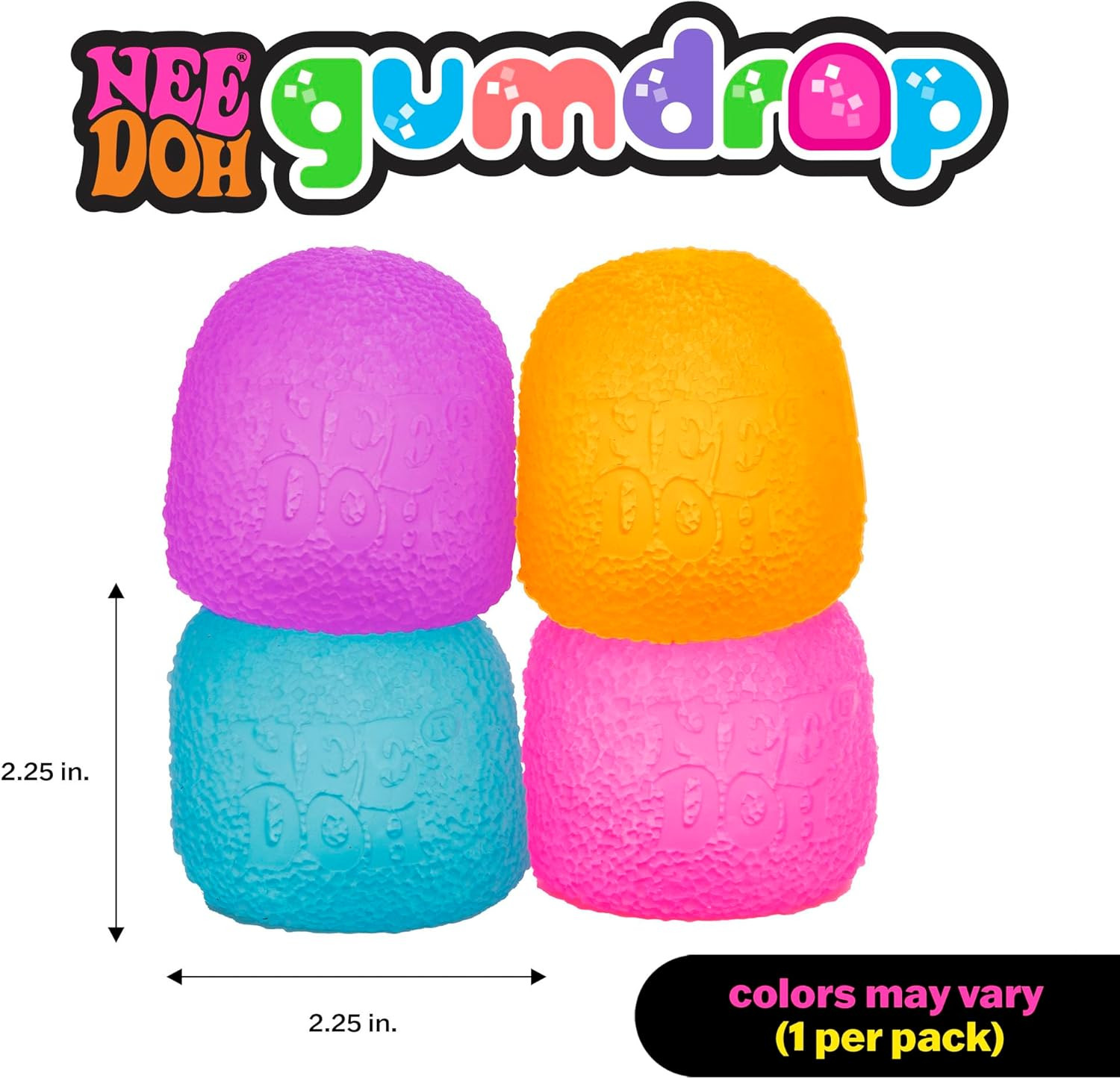 Needoh Gumdrop – Textured Sensory Toy with Super Solid Squish – 2.5″ Tall – Colo