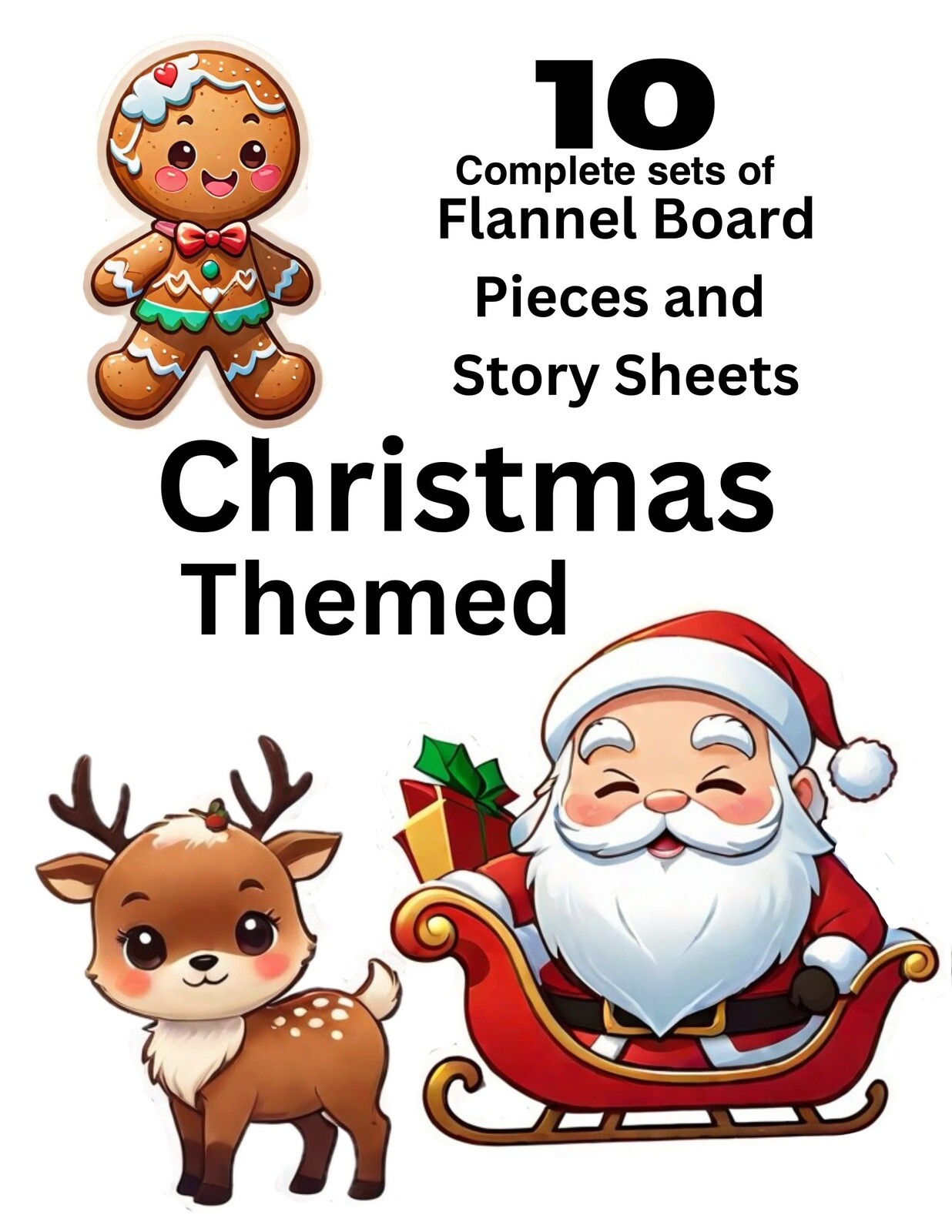 CHRISTMAS BUNDLE – 10 sets FLANNEL BOARD LAMINATED CARDSTOCK DIY *UNCUT *