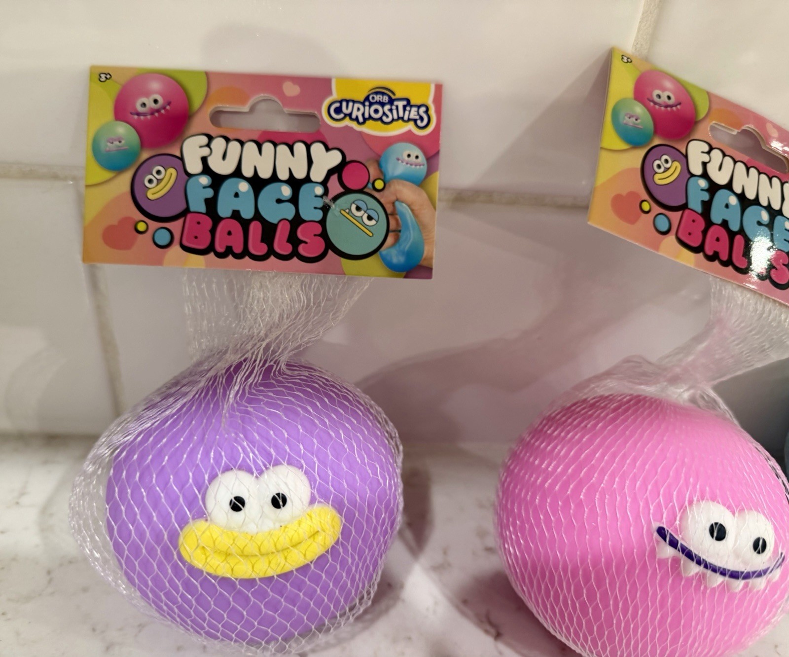 Orb Curiosities Funny Face Balls Squishy (Purple, Teal, Pink) Viral – Set Of 3
