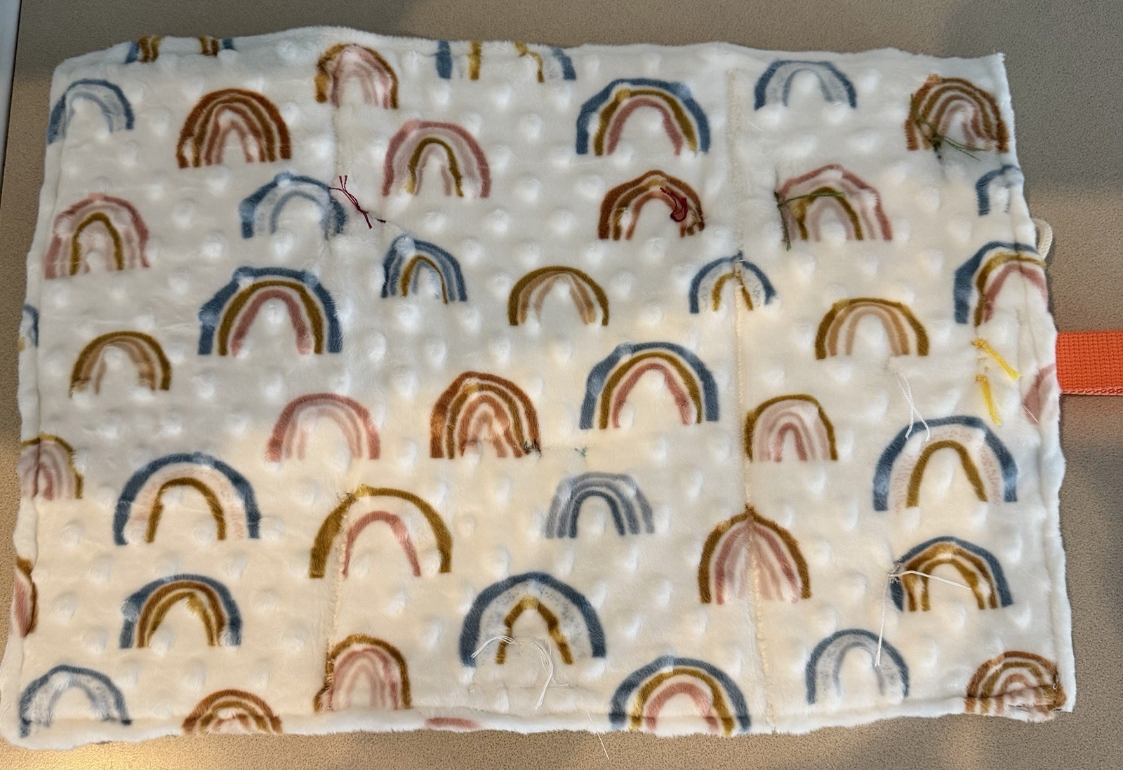 Autism Sensory Activity Mat Teddy Bear Patch Textures Bells Mesh Pocket 18×12″