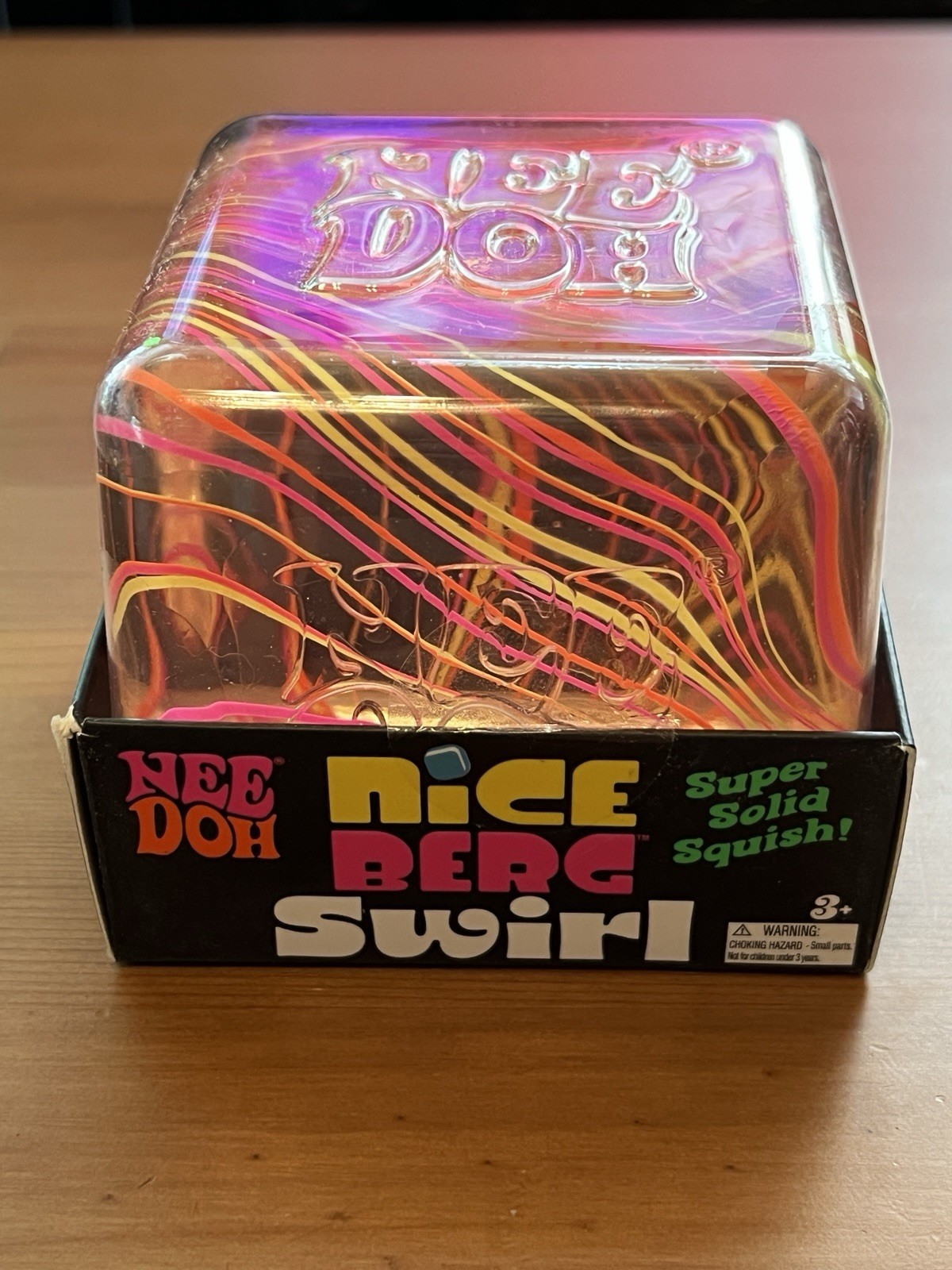 NeeDoh Nice Berg Swirl XL Giant Nee Doh Squishy Swirl Cube Orange Pink Yellow