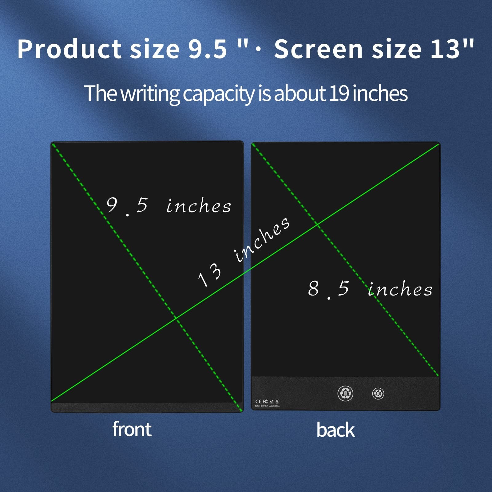 LCD Writing Tablet, 9.5in Double Display Erasable Reusable Electronic Drawing…