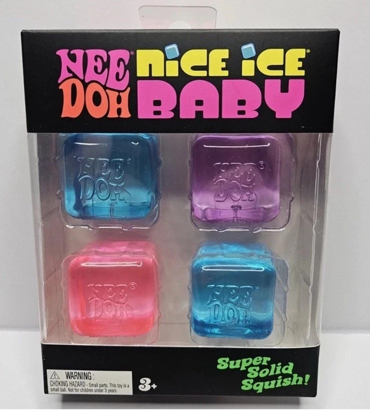 NeeDoh Nice Ice Baby 4 pack, 1 Set of Four Nee Doh Mini Nice Cube