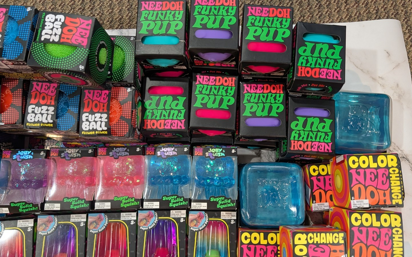 Needoh Lot of 100: Nice-Sicle, Nice Cubes, Groovy Glowman, Jelly Squish, MORE!!