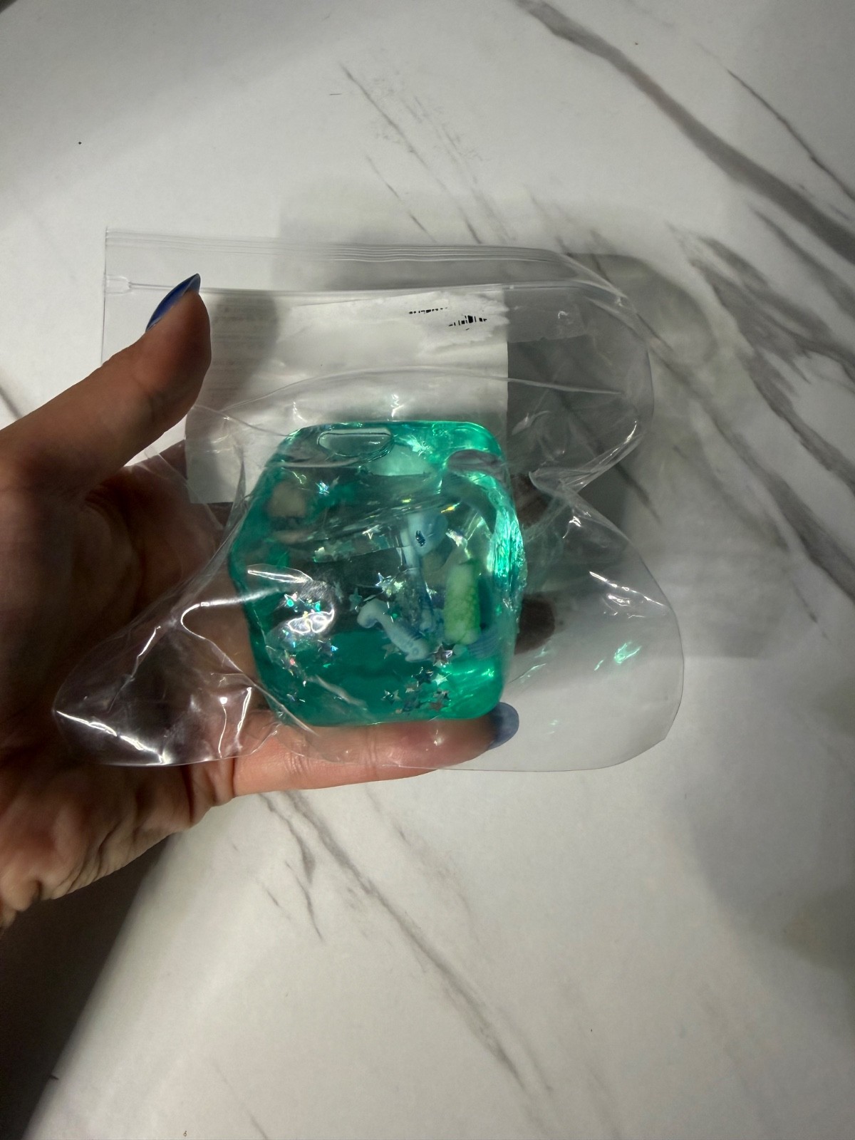 Seashell Teal Sugar Cube Squishy