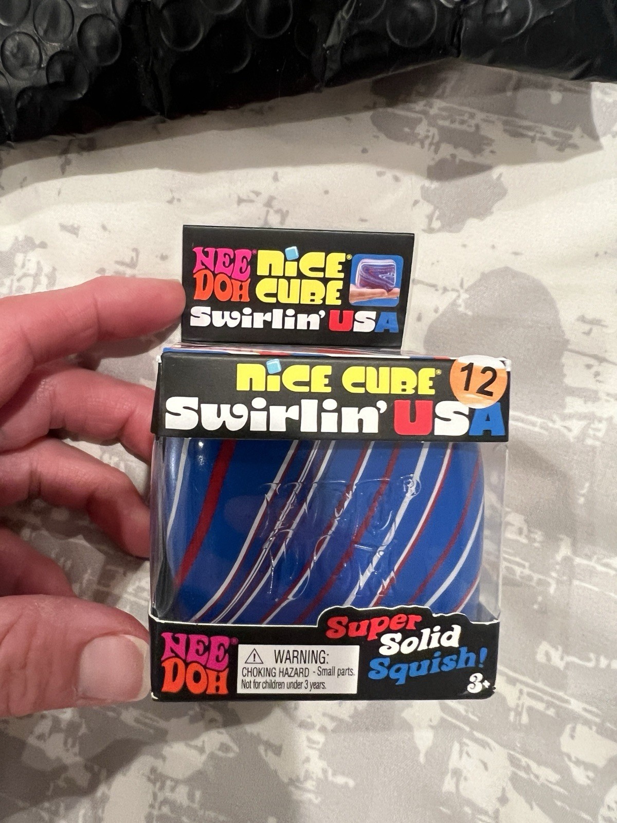 Schylling NeeDoh Nice Cube Swirlin’ USA Super Solid Squish 3+ 25190NAB