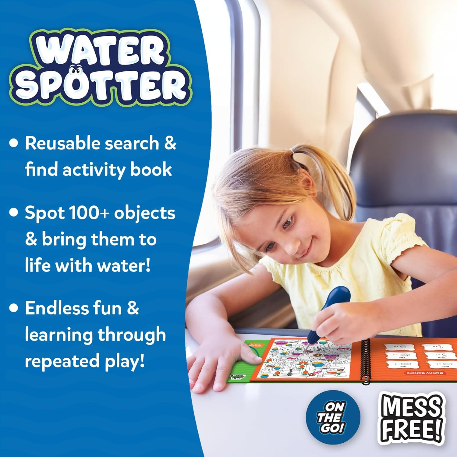 Reusable Search & Find Book – Water Spotter, Mess-Free Paint with Water Kit, …