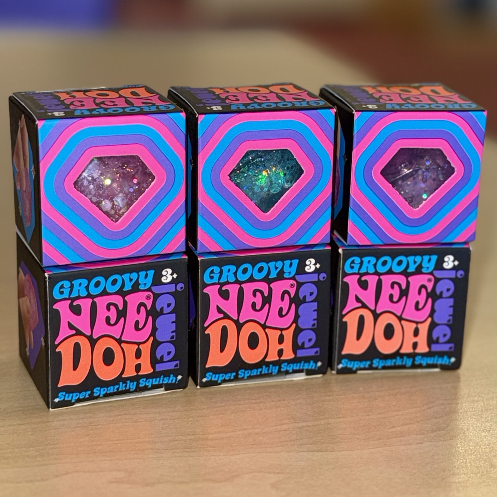 Schylling NeeDoh Groovy Jewel Super Sparkly Squish Sensory Novelty Fidget Toy