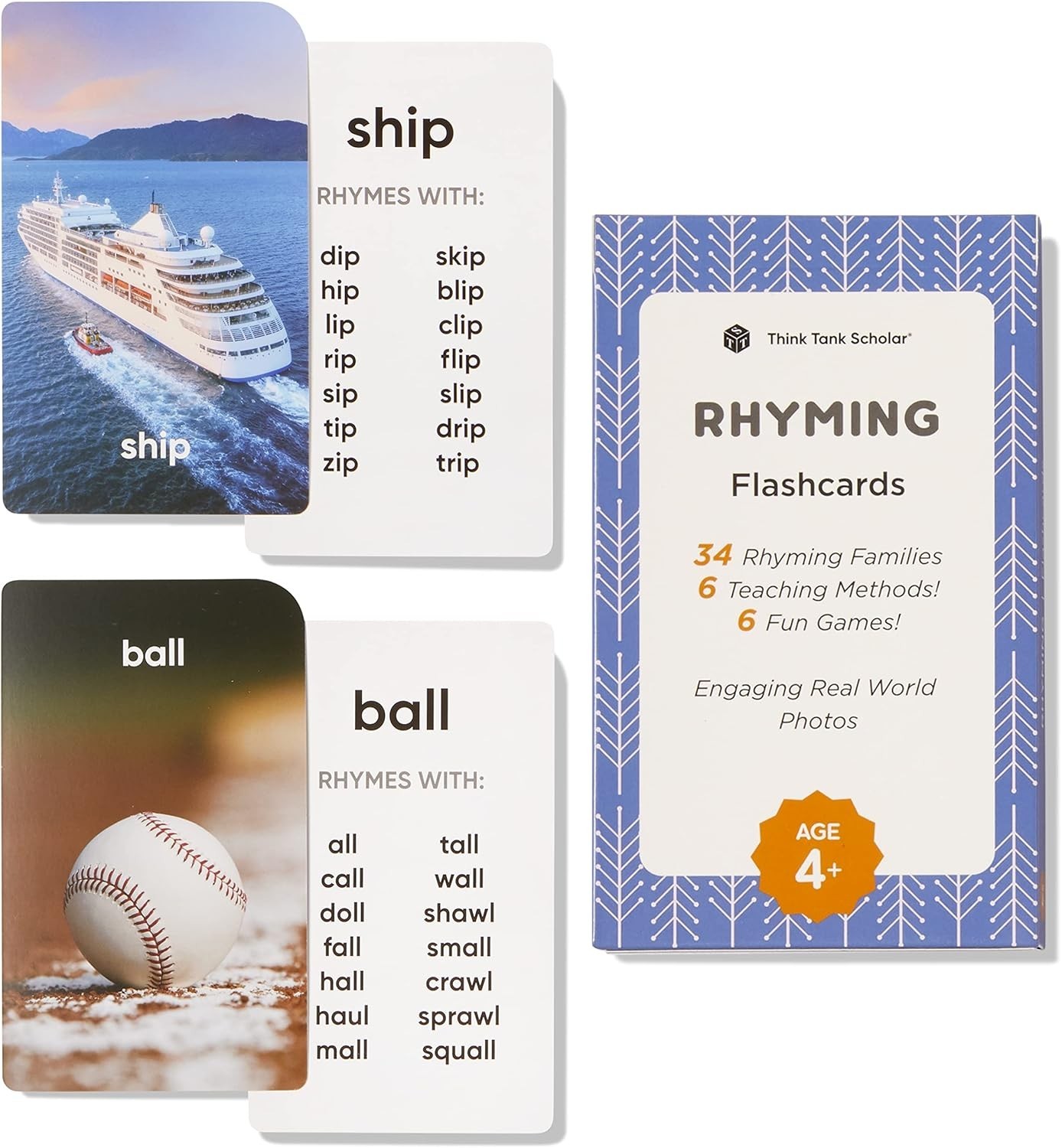 Rhyming Words Flash Cards for Kids Ages 4-8 – Master Phonics, Spelling & Word…