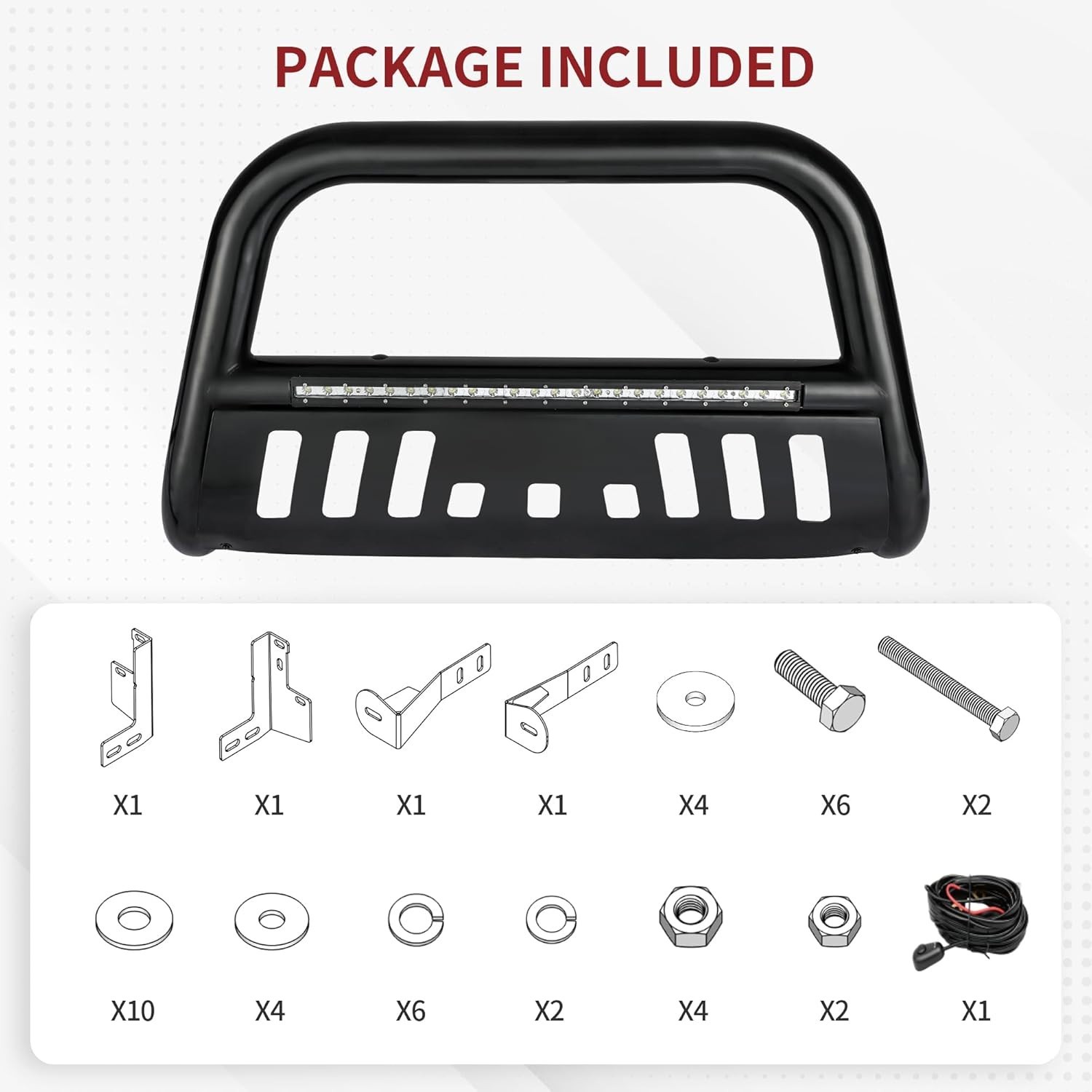 Bull Bar Compatible with 2016-2023 Toyota Tacoma (Excludes TRD Models) w/LED Lig