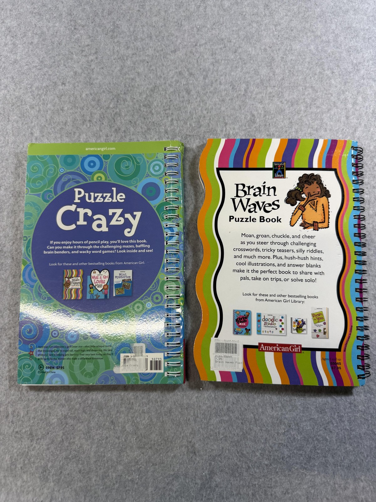 American Girl Crazy Brain Waves Puzzle Book Lot Riddles Crosswords Mazes Kids