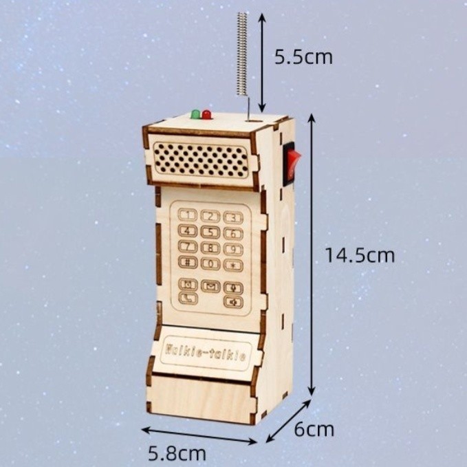 DIY Wooden Walkie Talkie Kit Assembly STEM Toy for Kids Teens Retro Style Gift
