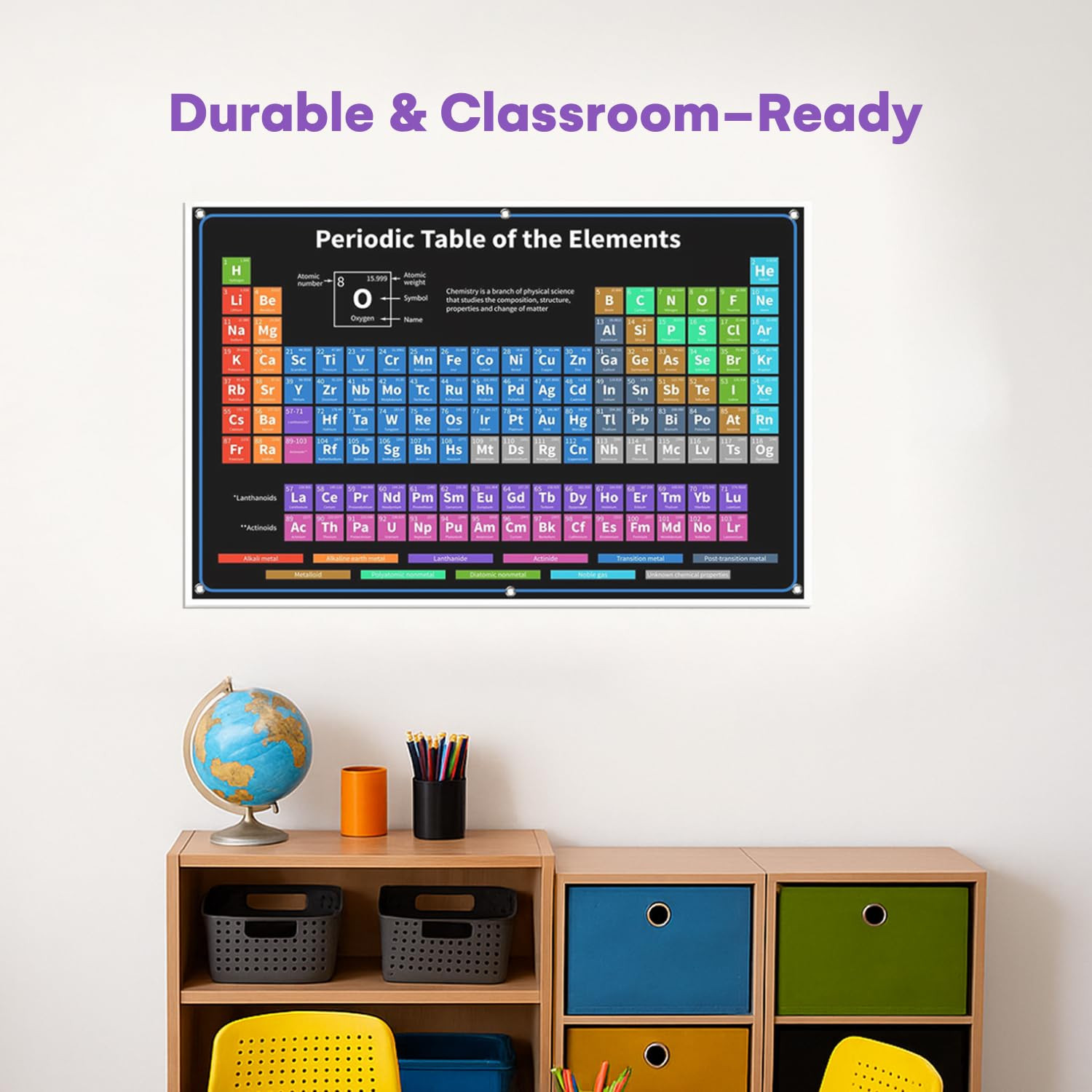 Periodic Table with Real Elements inside – 24X16-Inch Chemistry Periodic Table o