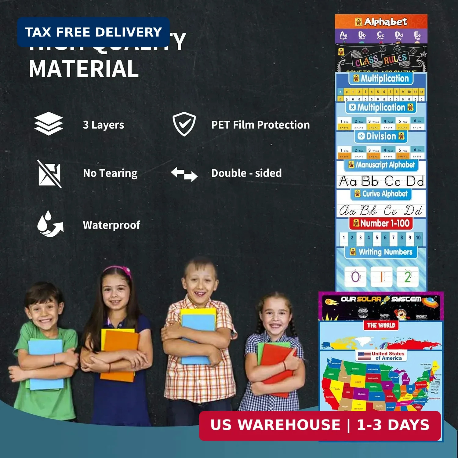 UNCLE WU Multiplication Chart Dry Erase Poster for Kids – Educational Times Tabl