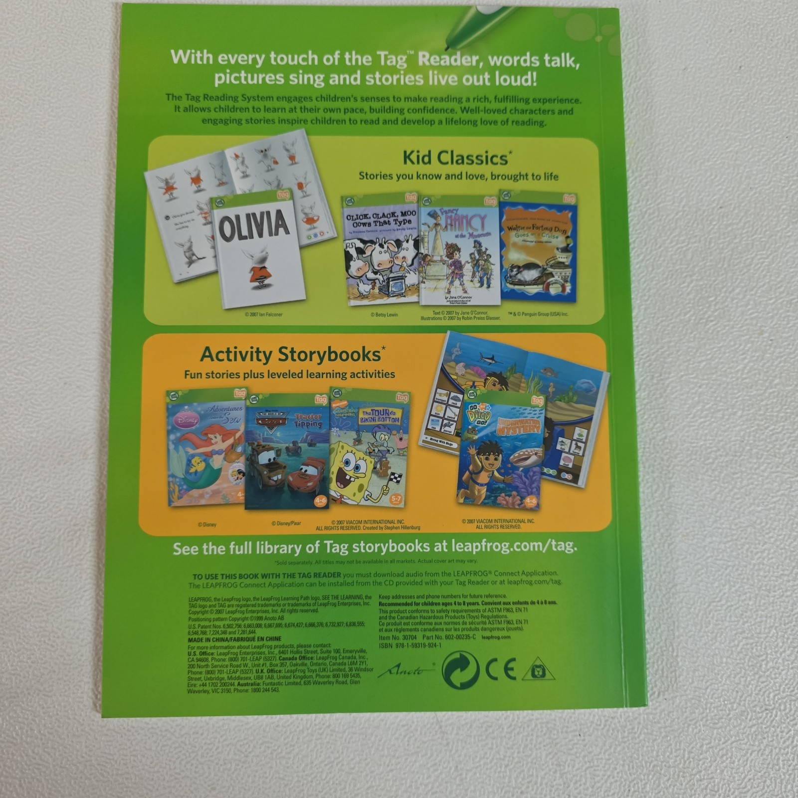 Leap Frog TAG Reading System Book OZZIE and MACK 4-8 Years G-VG