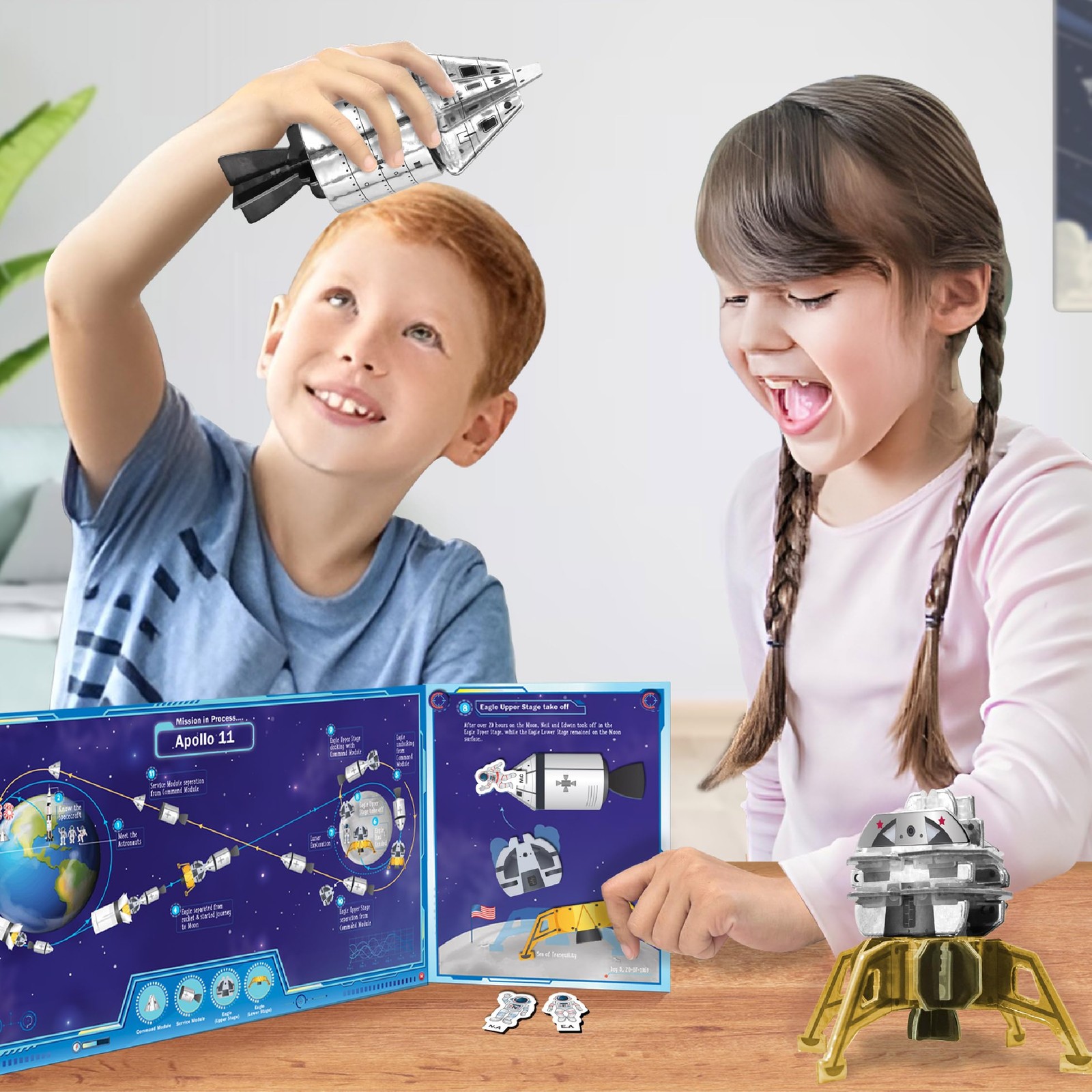 Imagimake Mapology Man’s Journey to Moon | NASA Large, Silver, Black, White