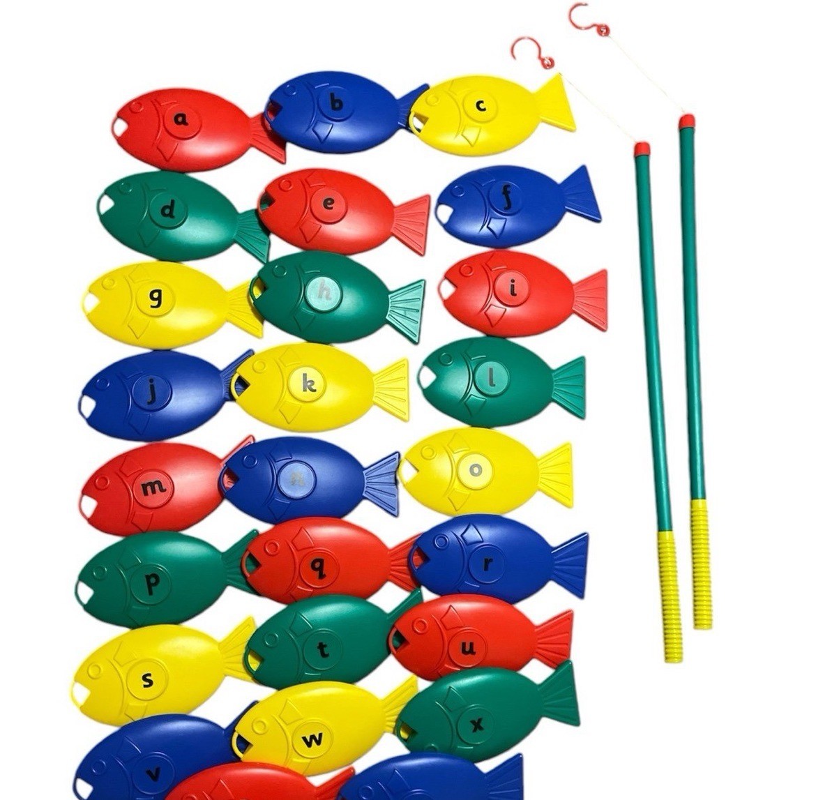 Polydron Giant Fishing a-z. Each fish is made of durable plastic and is around 9
