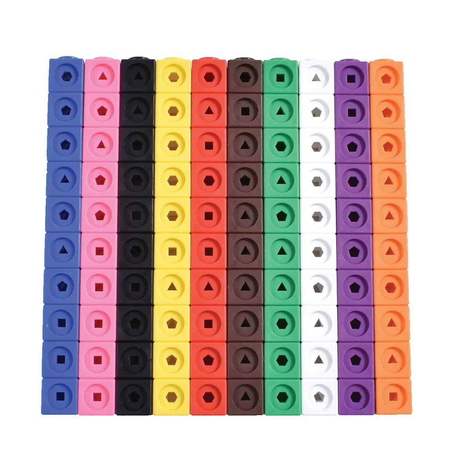 Edxeducation Math Cubes | Set of 100 Counting Blocks with 5 Shapes | Math Manipu