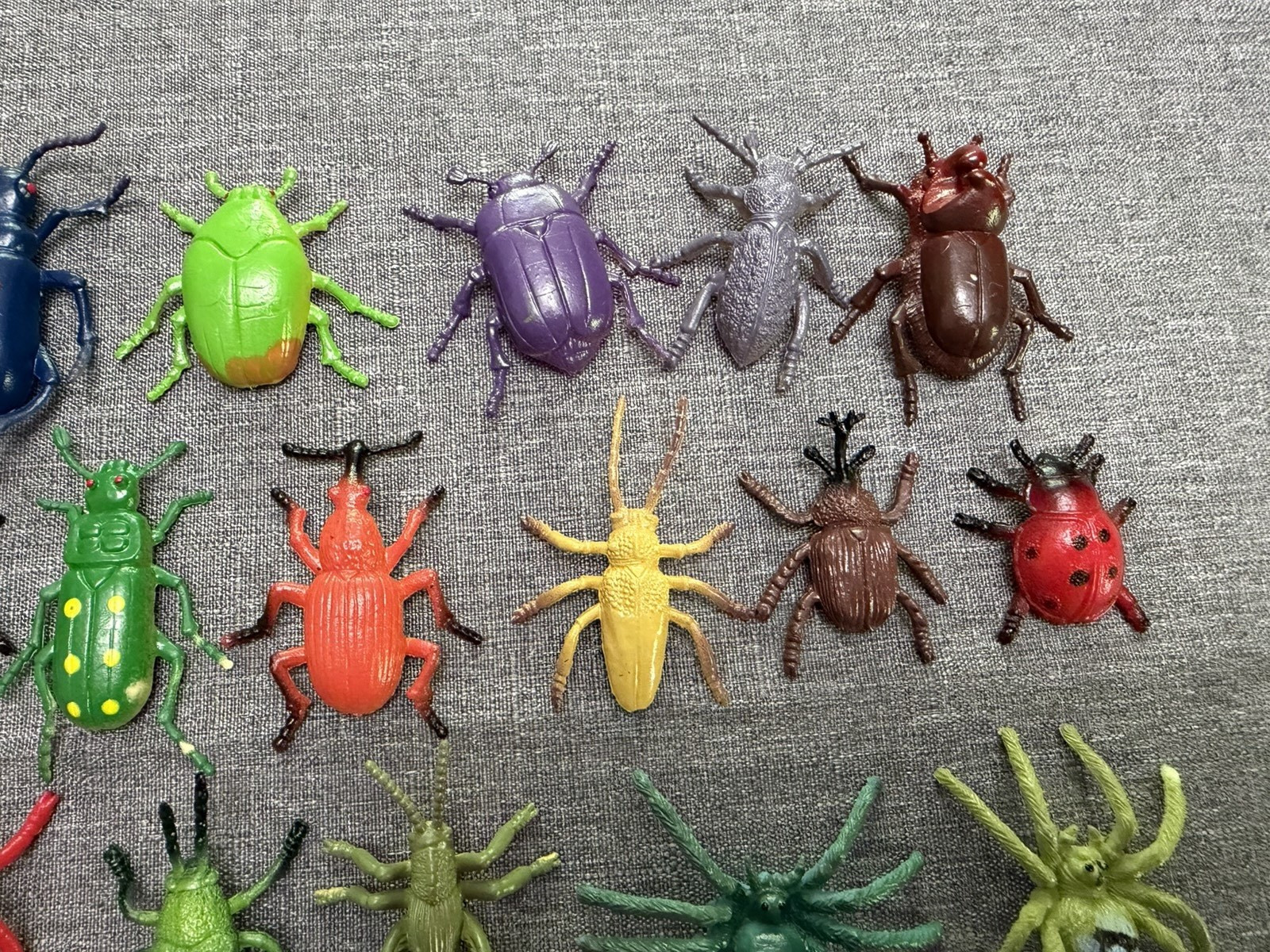 Plastic Rubber Insects Lot of 42 Beetles Butterflies Spiders Grasshopper