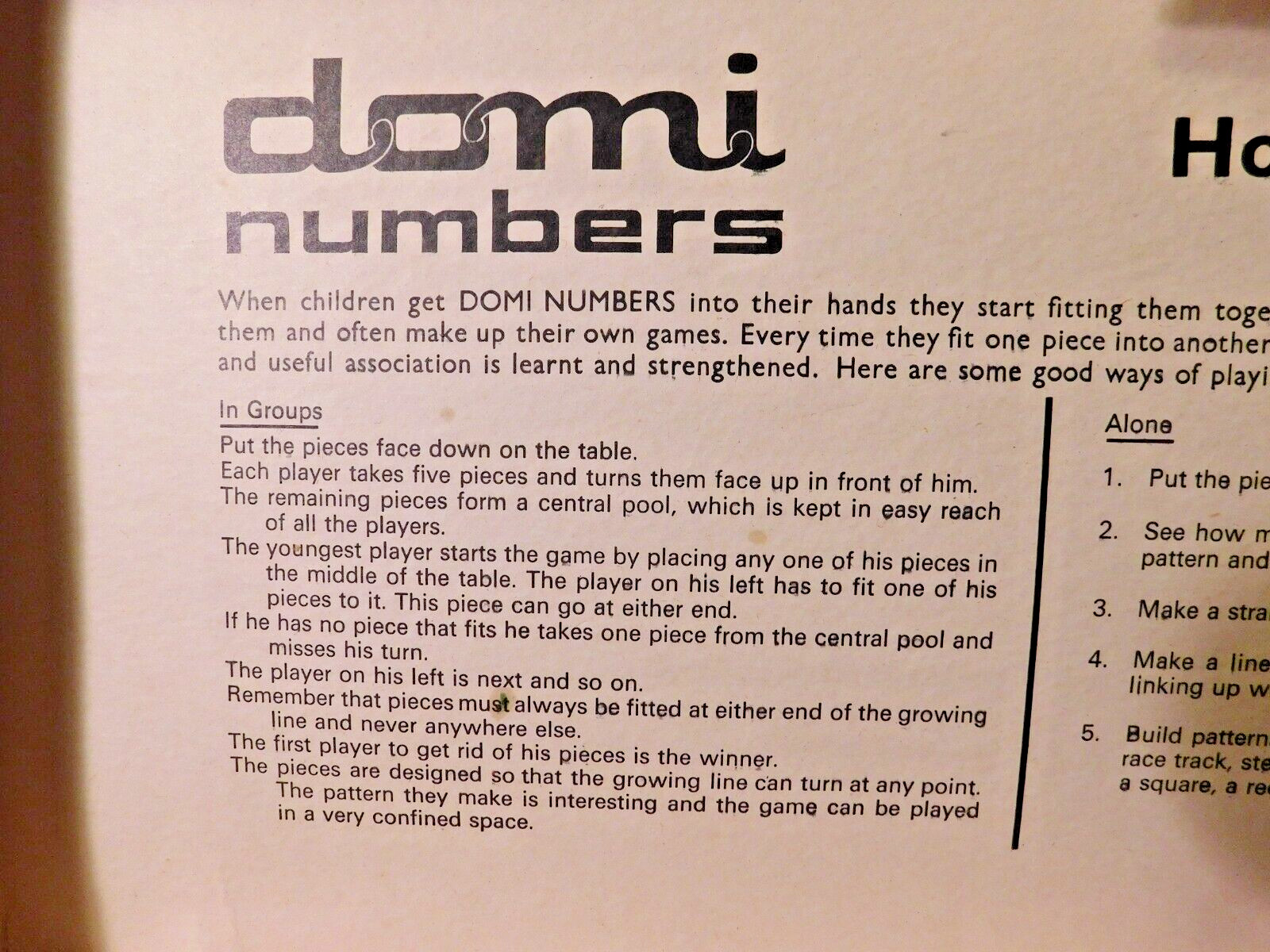 Vintage Condor Domi Numbers Math Educational Game 1960’s