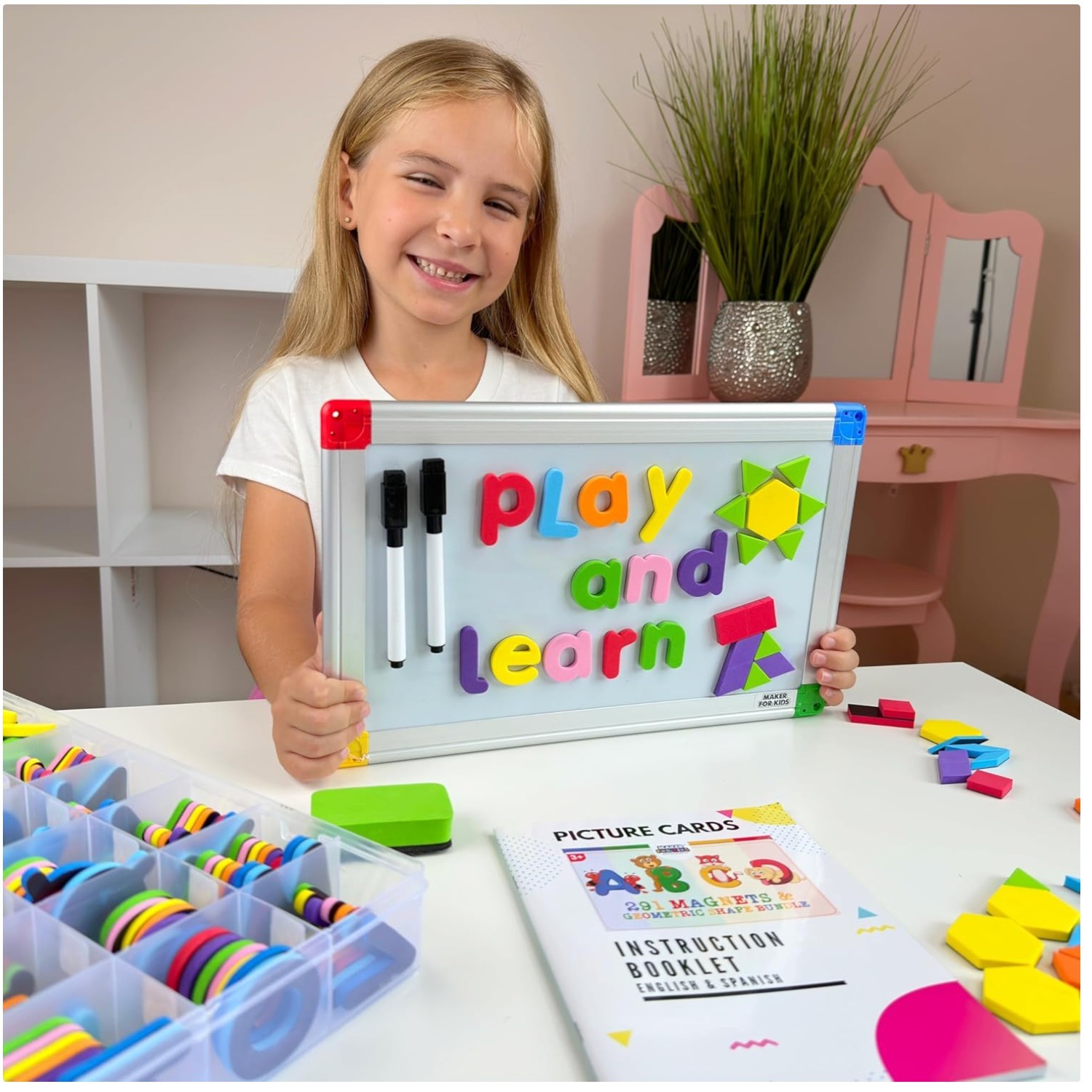 Magnetic Alphabet Letters Set with Double-Sided Whiteboard