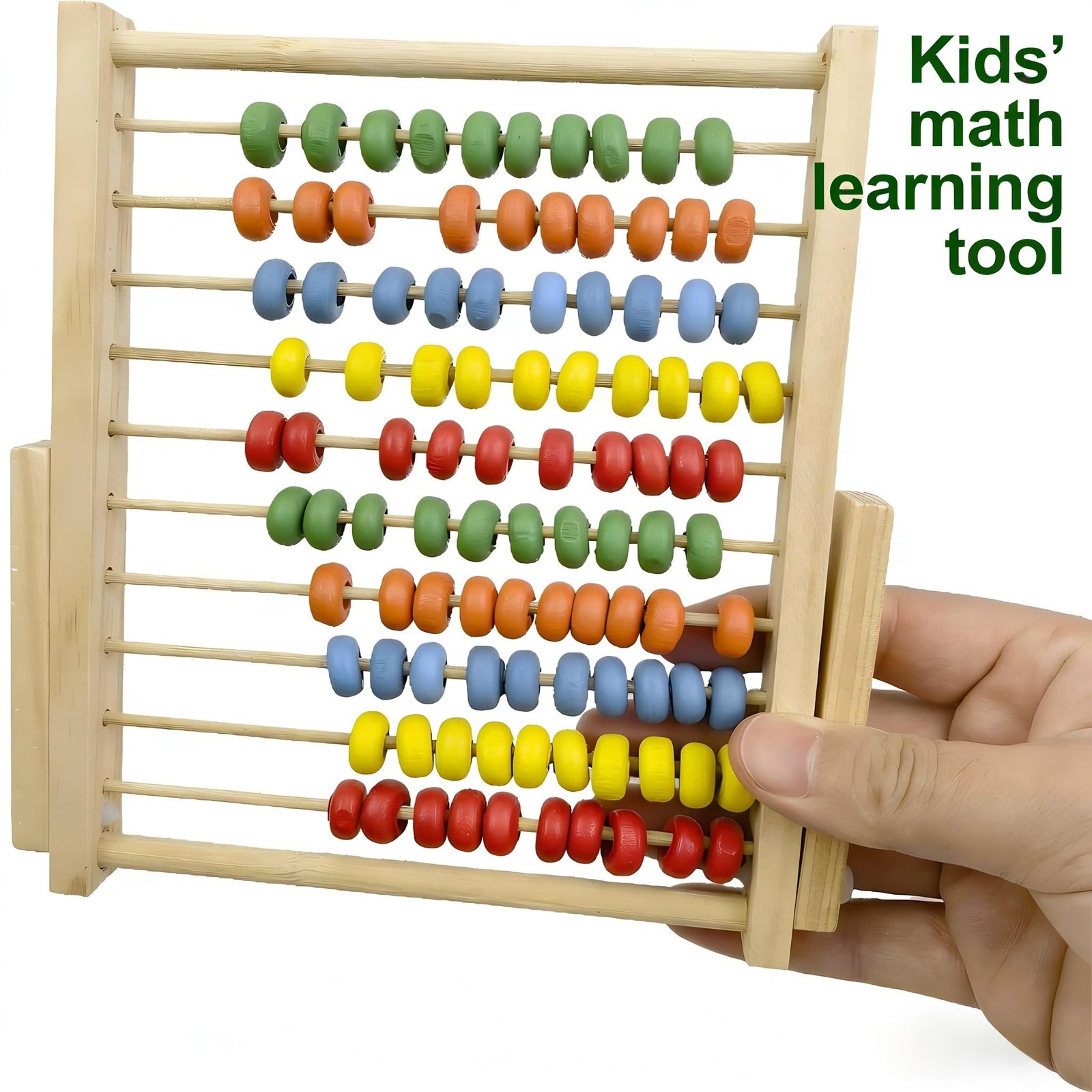 Wooden Counting Frame Abacus for Kids Math Learning – 10 Rows, 8-Inch