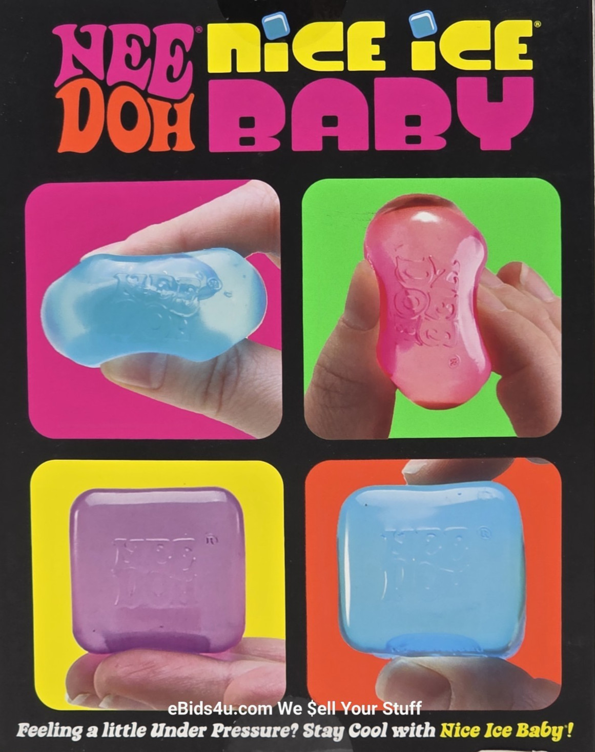 SET OF FOUR (4) NEE DOH Nice Ice Baby NeeDoh Nice Cube Pink Blue Purple NEW LOT