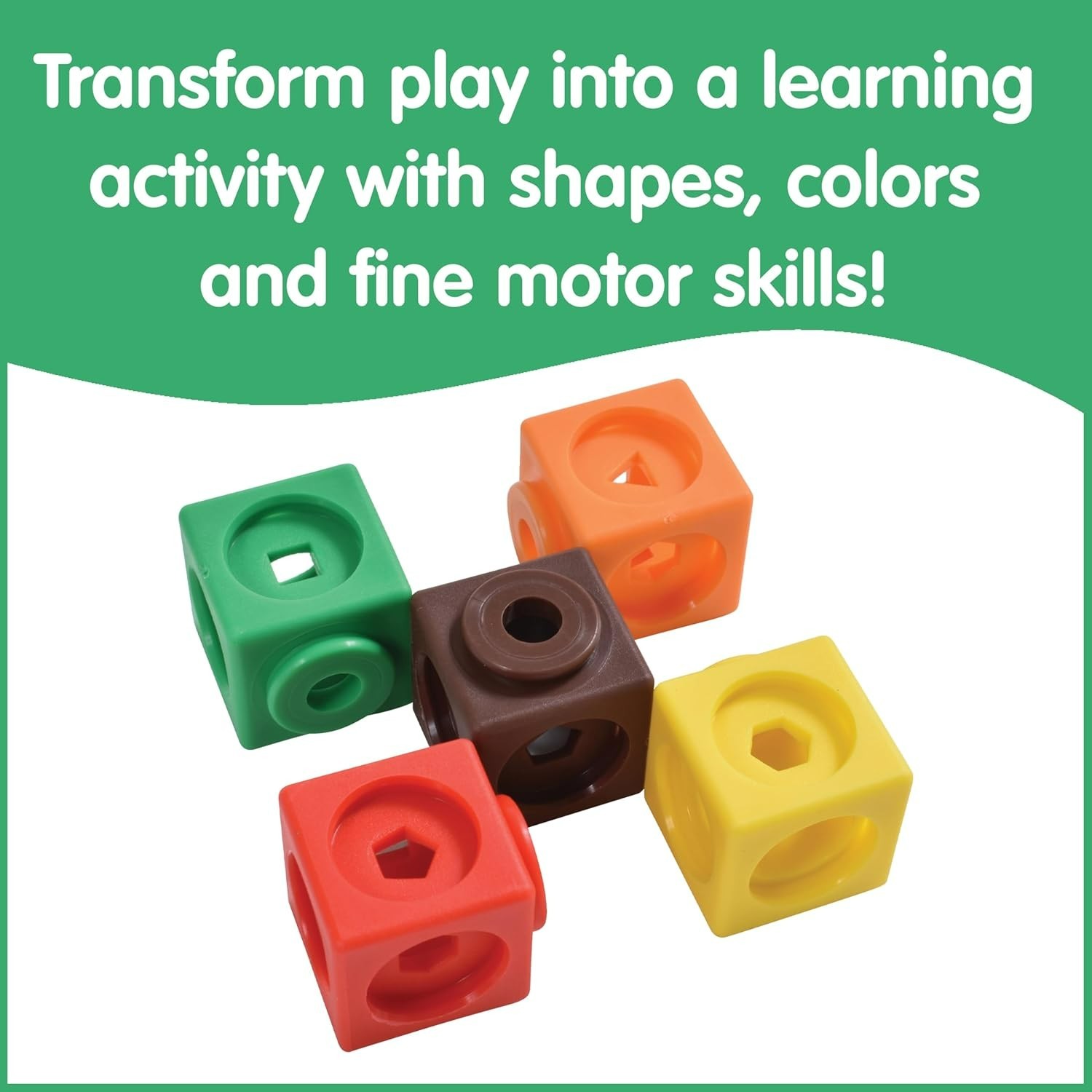 Math Cubes | Set of 100 Counting Blocks with 5 Shapes | Math Manipulatives fo…