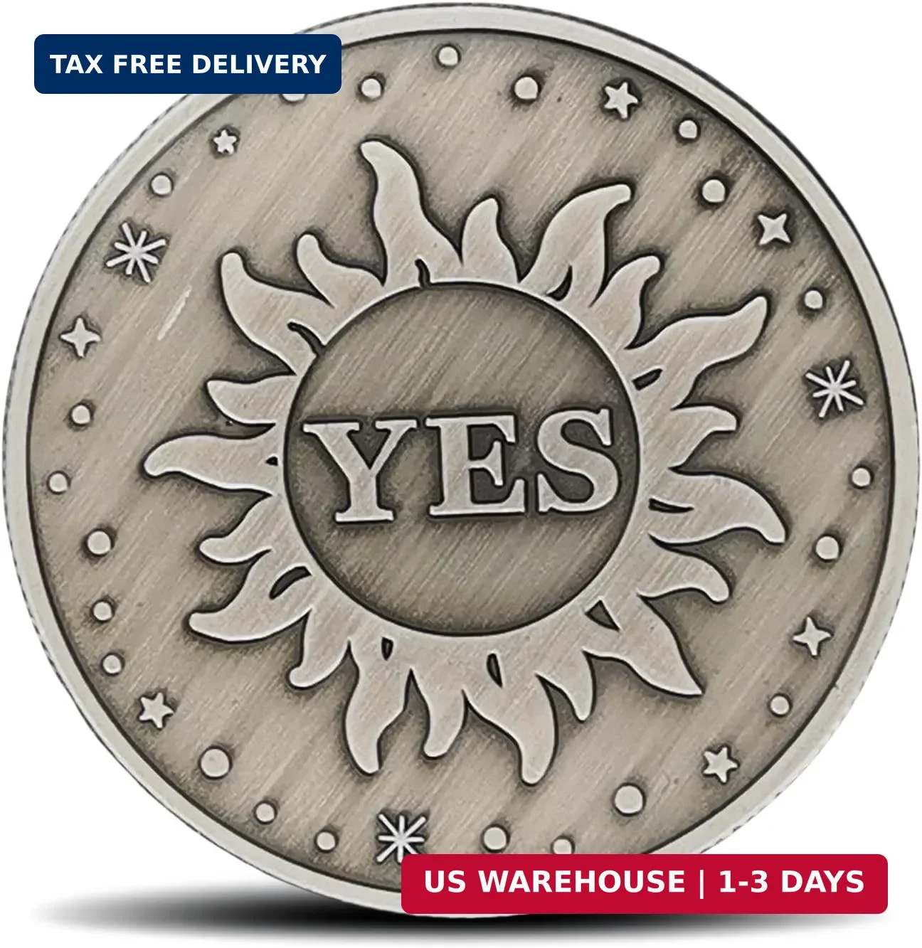 Decision Making Challenge Coin – Yes and No Design with Sun and Moon Motifs – Fu