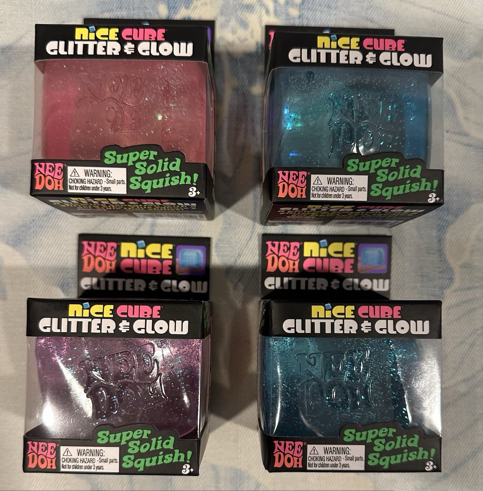 NeeDoh Nice Cube Glitter and Glow, Nee Doh Squishy Ice Cube X 1