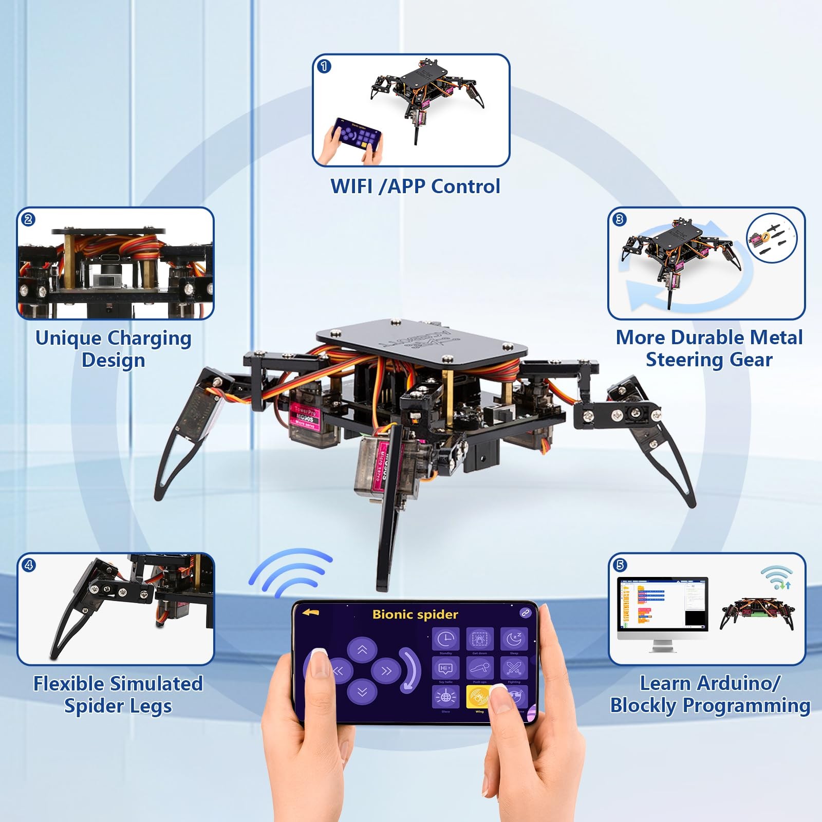 STEM Robotics Science Kits for Adults, ESP8266 Spider Robot Building Kit, App…