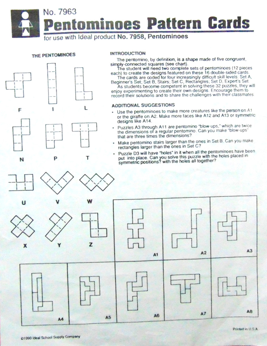 Pentominoes Lot Shapes #7963 Six Colorful Pieces Kids STEM Activity Math D