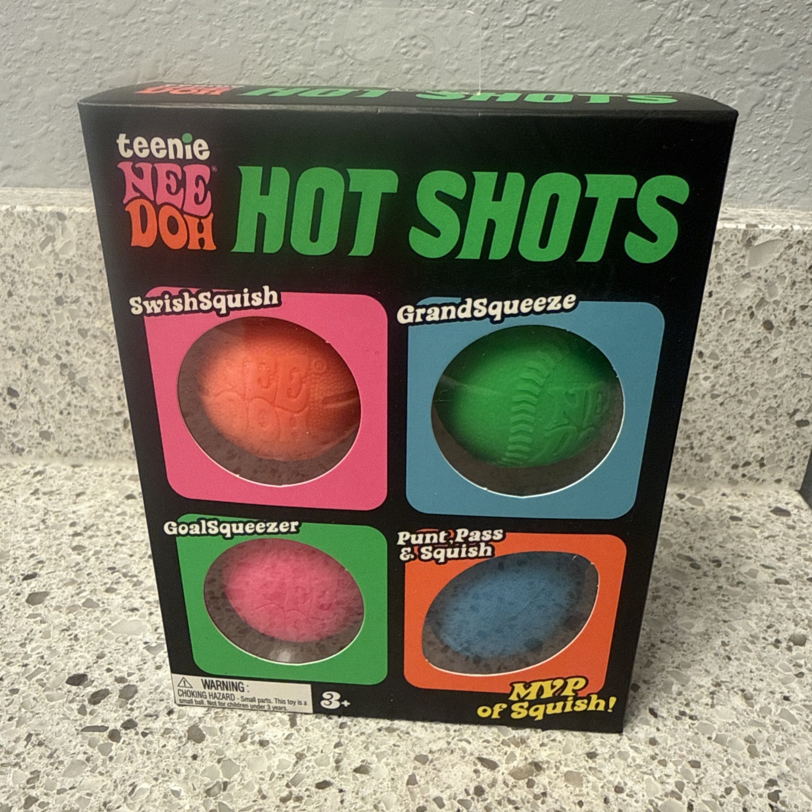 NeeDoh Teenie Hot Shots Squishy 4 Pack Sport Balls Viral NEW