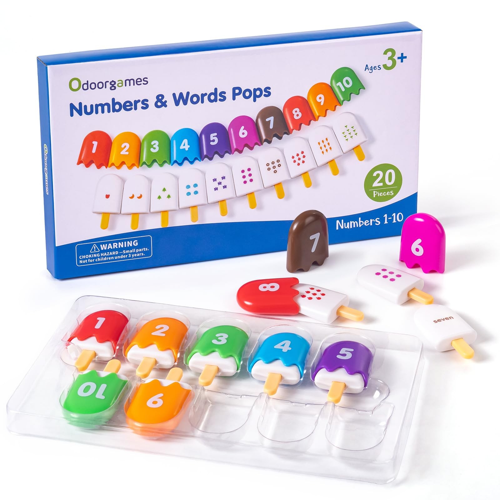 Odoorgames Mini Number Pops 1-10 – Fun Matching Toys for Mini, 7 Color