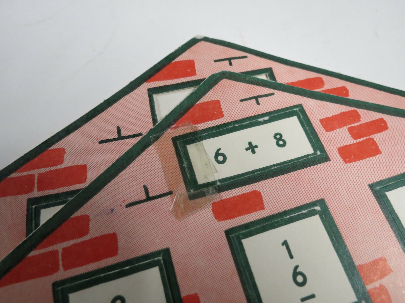 Vintage Set of 15 Math Flash Cards Practice Addition Brick House Building Flaps
