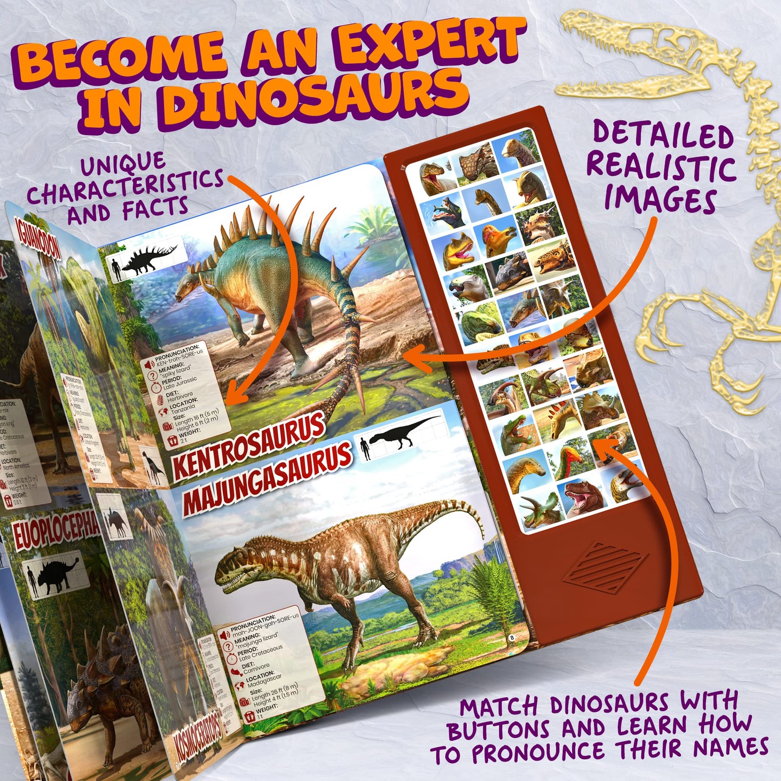 Dinosaur Toys for Kids 3-5 5-7 2-4 Year Old – Dinosaur Book with 30 Species F…