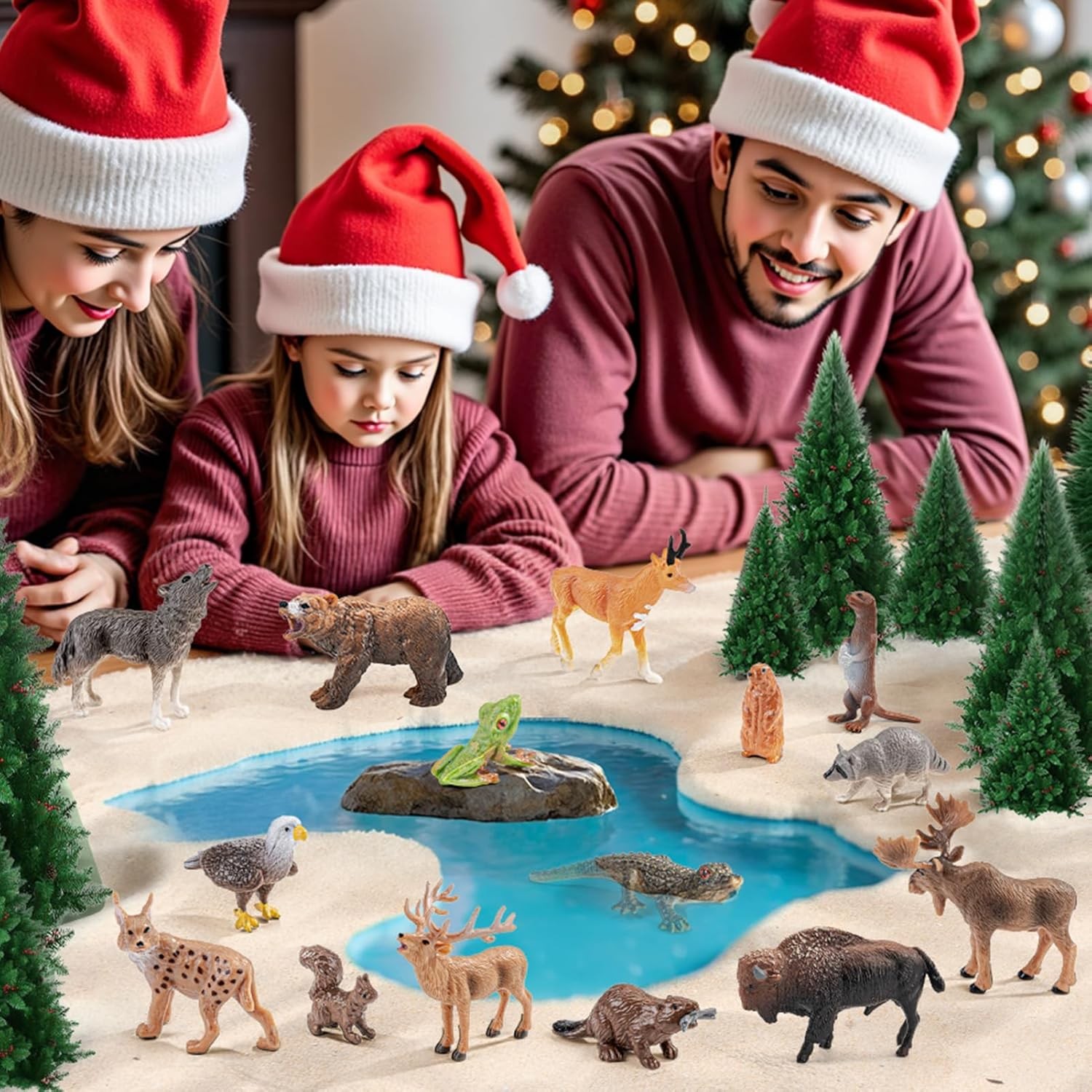 16PCS Mini North American Woodland Animals Figurines Toys, Realistic Jungle Wild