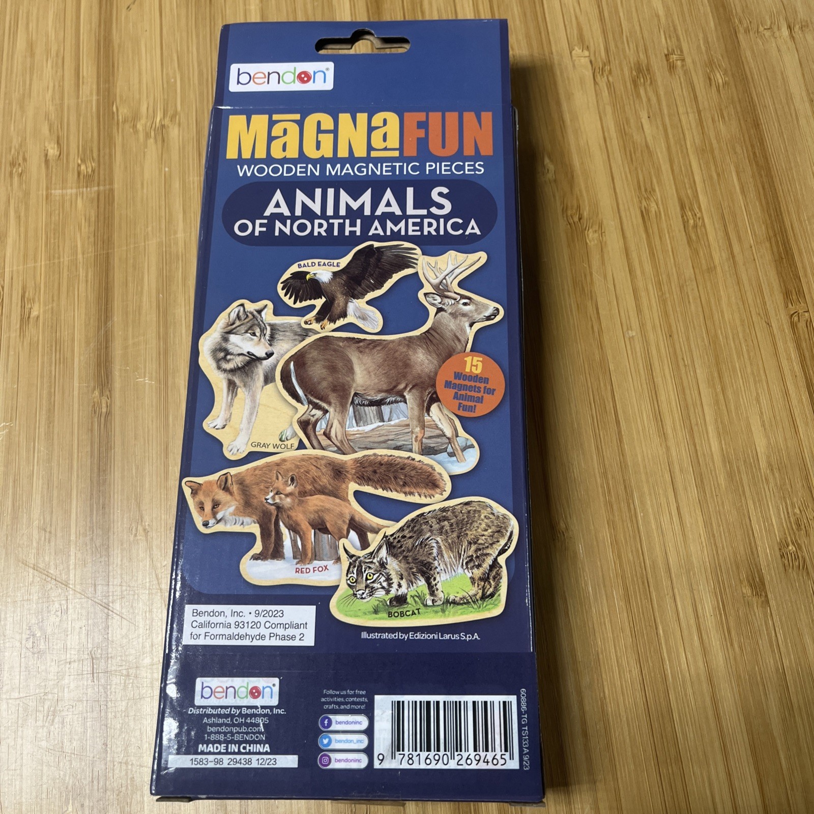 BRAND NEW-Bendon Magna Fun WOODEN Magnetic ANIMALS of North America 15 pack