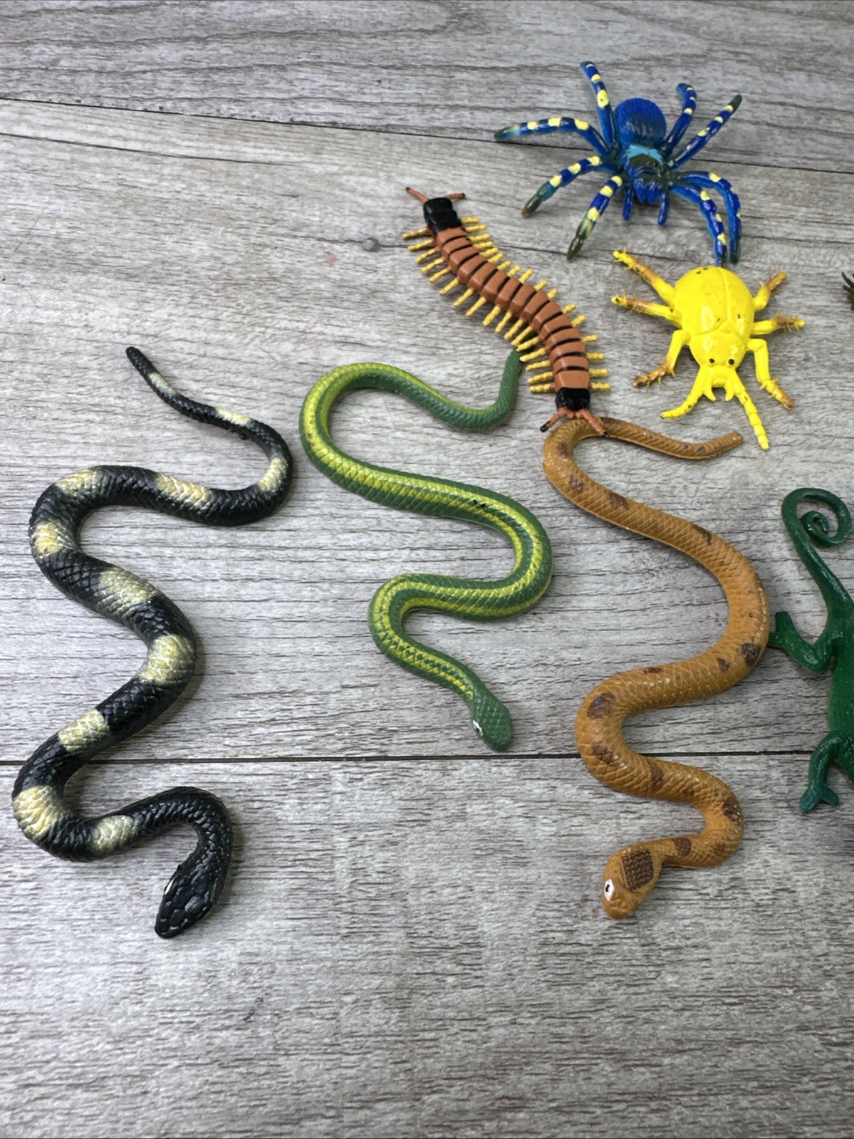 Lot Of 16 Unmarked Plastic PVC Bug Insect Snakes Lizard Toys