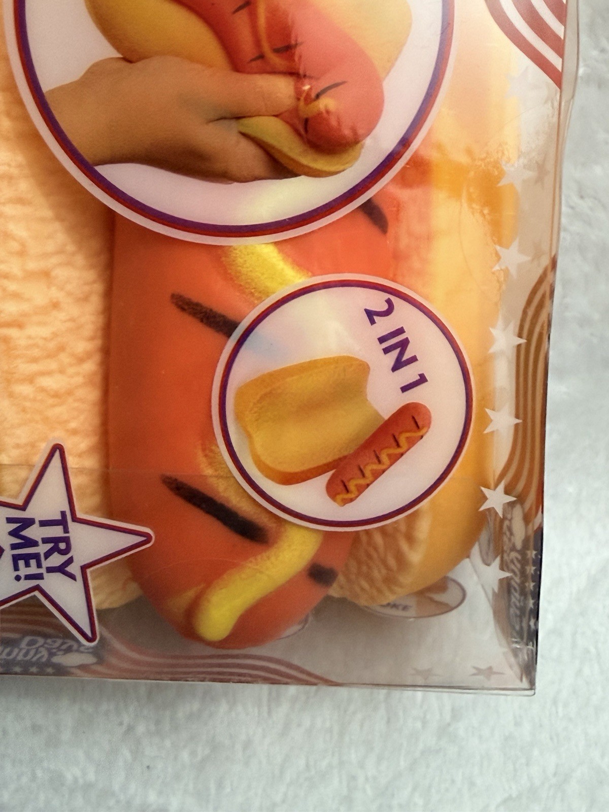 Squishy Hot Dog Squeezy Fidget Toy Sunny Days 2-in-1 Hotdog Stress Relief NEW