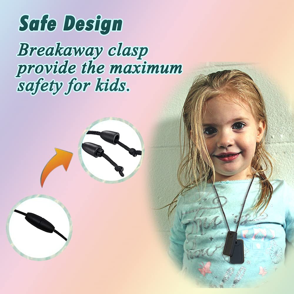 Sensory Chew Necklace for Kids and Adults, Silicone Dog Tag Pendant Chewy for Au