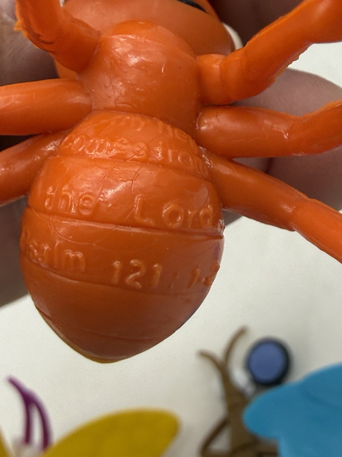 Bible Memory Butterfly Anthropomorphic Toy Insects Plastic Rubber Toy Bug VTG x5