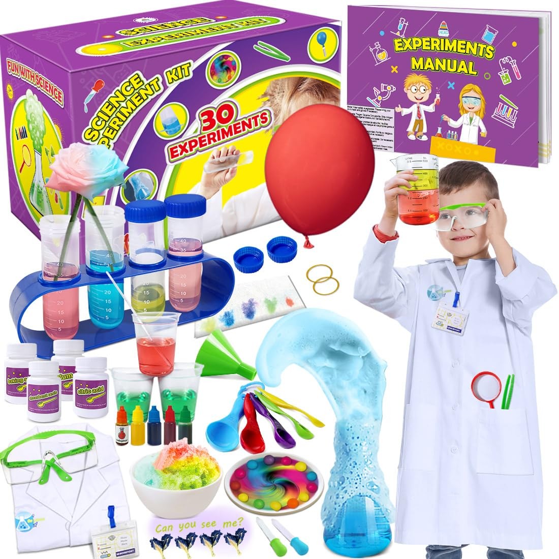 UNGLINGA 30 Experiments Science Kit for Large, With Chemicals