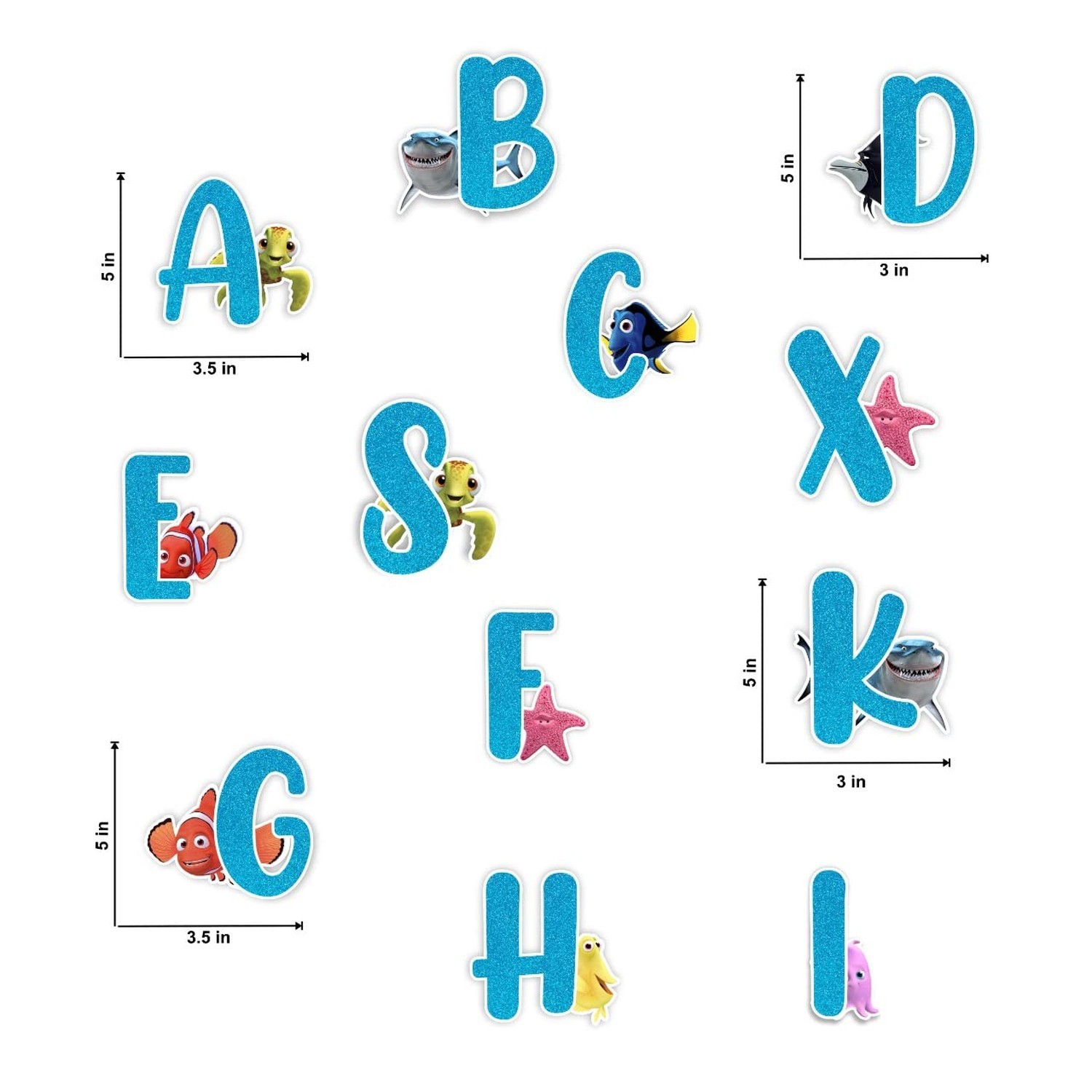Findng Nmo Alphabet Wall Stickers A to Z – Educational Ocean Theme Vinyl W