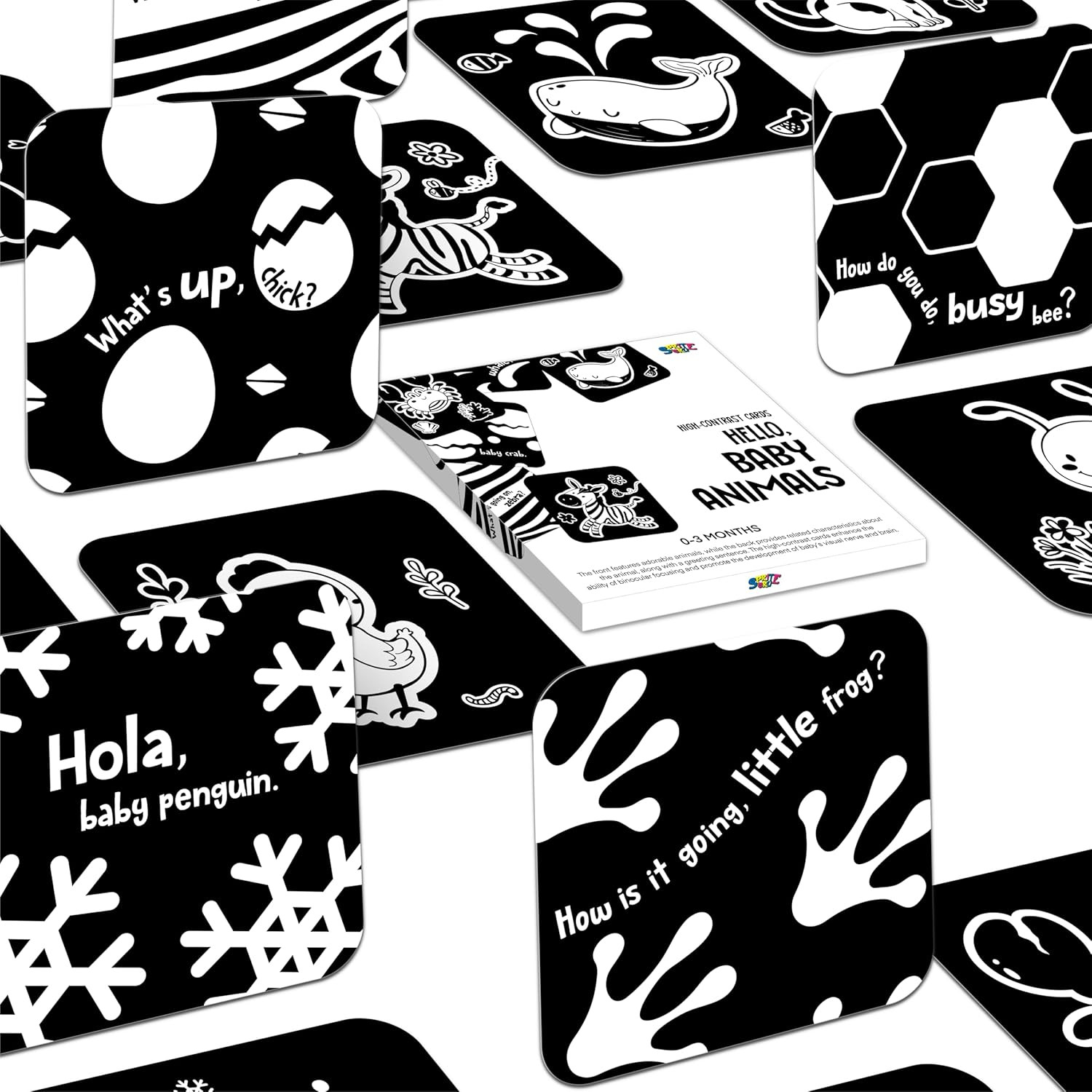 100 PCS 200 Page Black White Colorful 3D Visual Stimulation Baby Flashcard for N