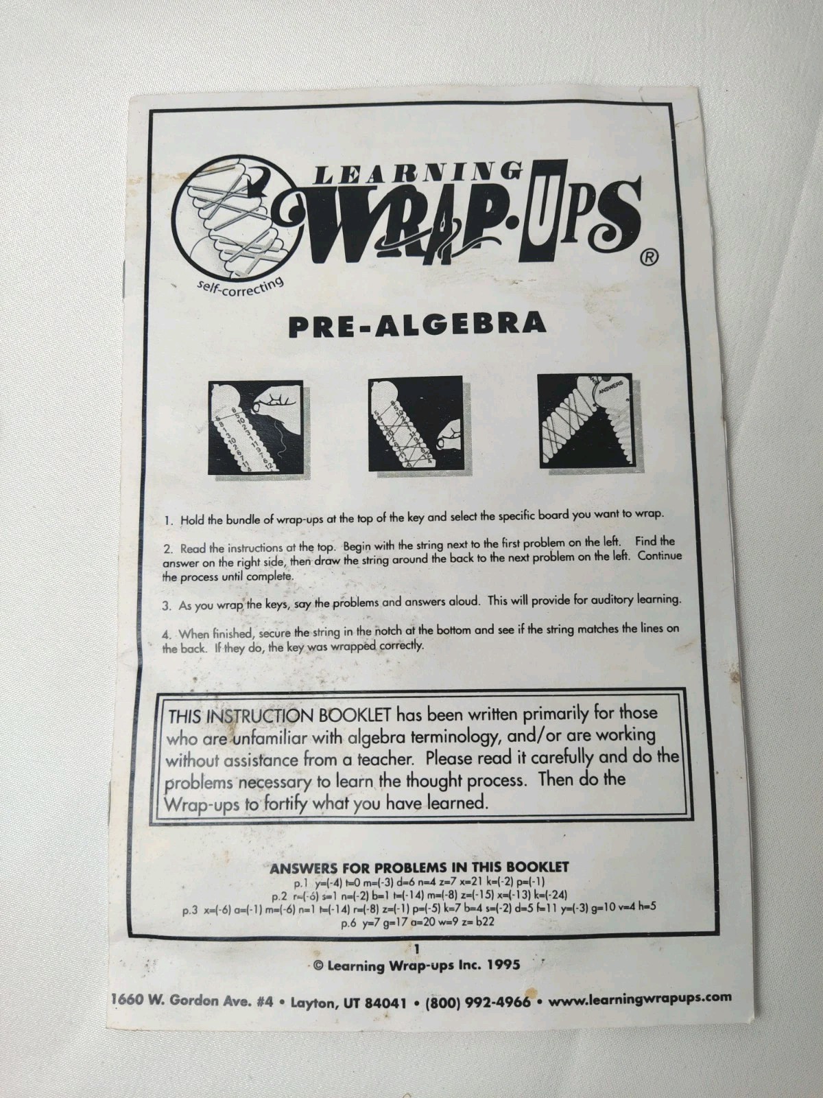 WRAP-UPS Pre-Algebra Intro Kit Set of 5 Math Learning School Hands-on Practice