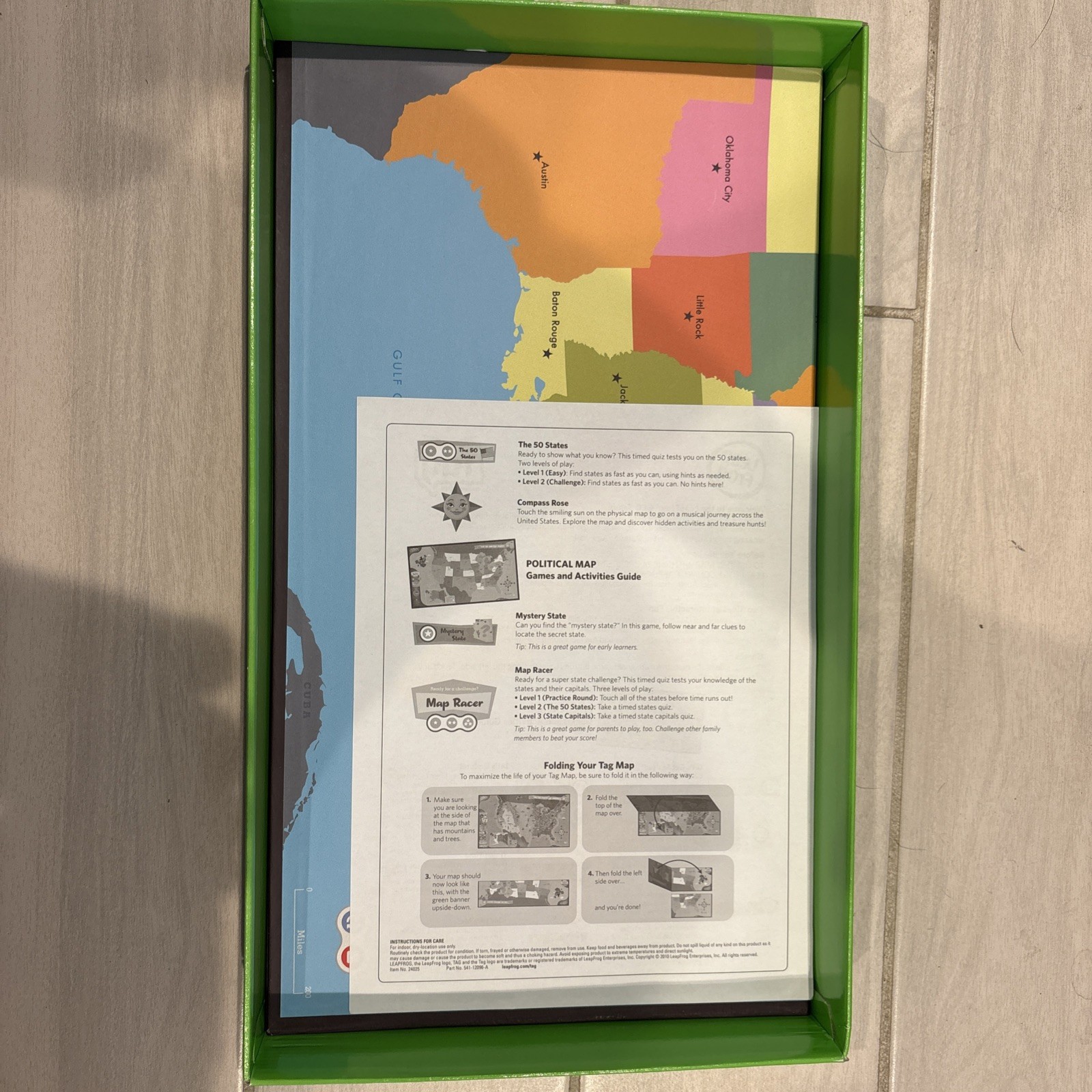 Leap Frog Tag Reading System Interactive USA United States Double Sided Map