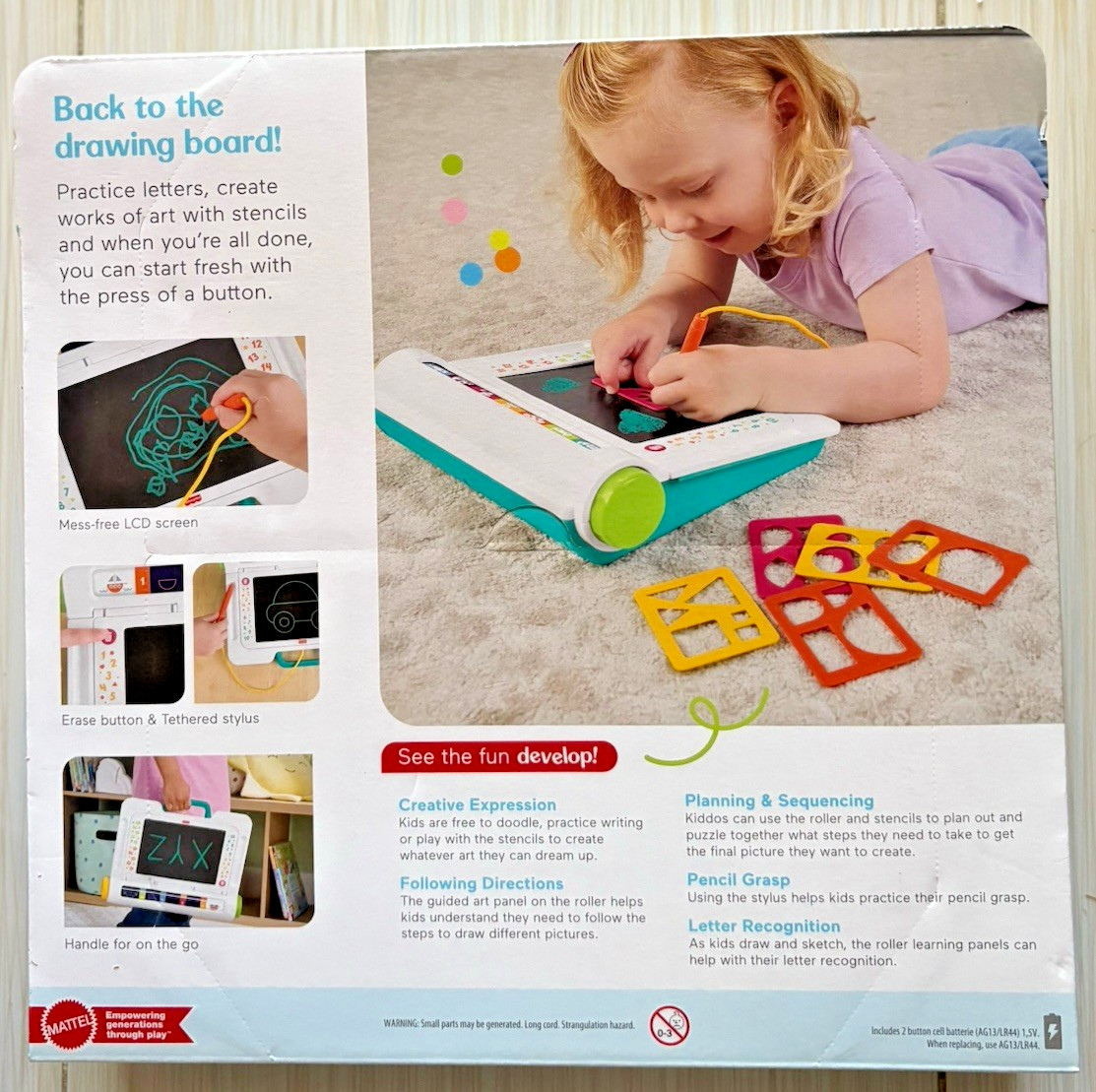 Fisher Price Learn & Doodle Desk Mess-Free Writing Drawing Tablet LCD NEW 3+