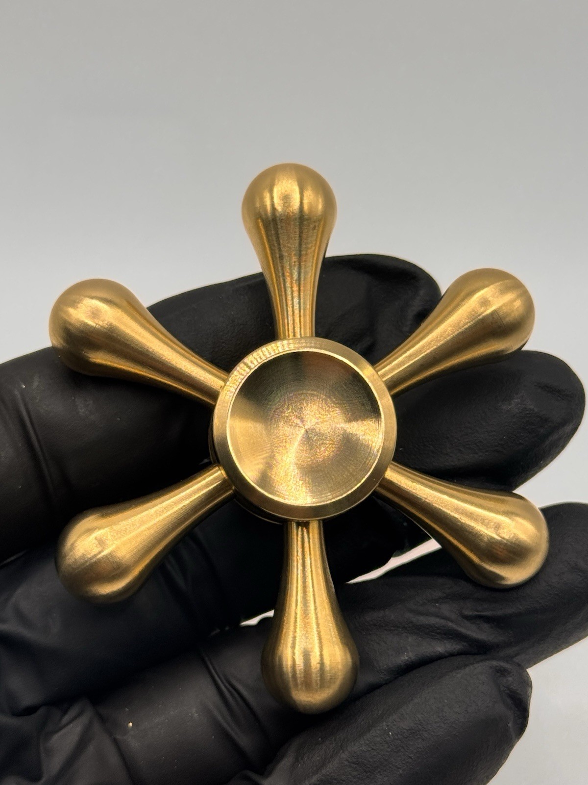 Six Arm Solid Metal Brass Fidget Spinner All Metal Toy Adults Kids Boys Girls