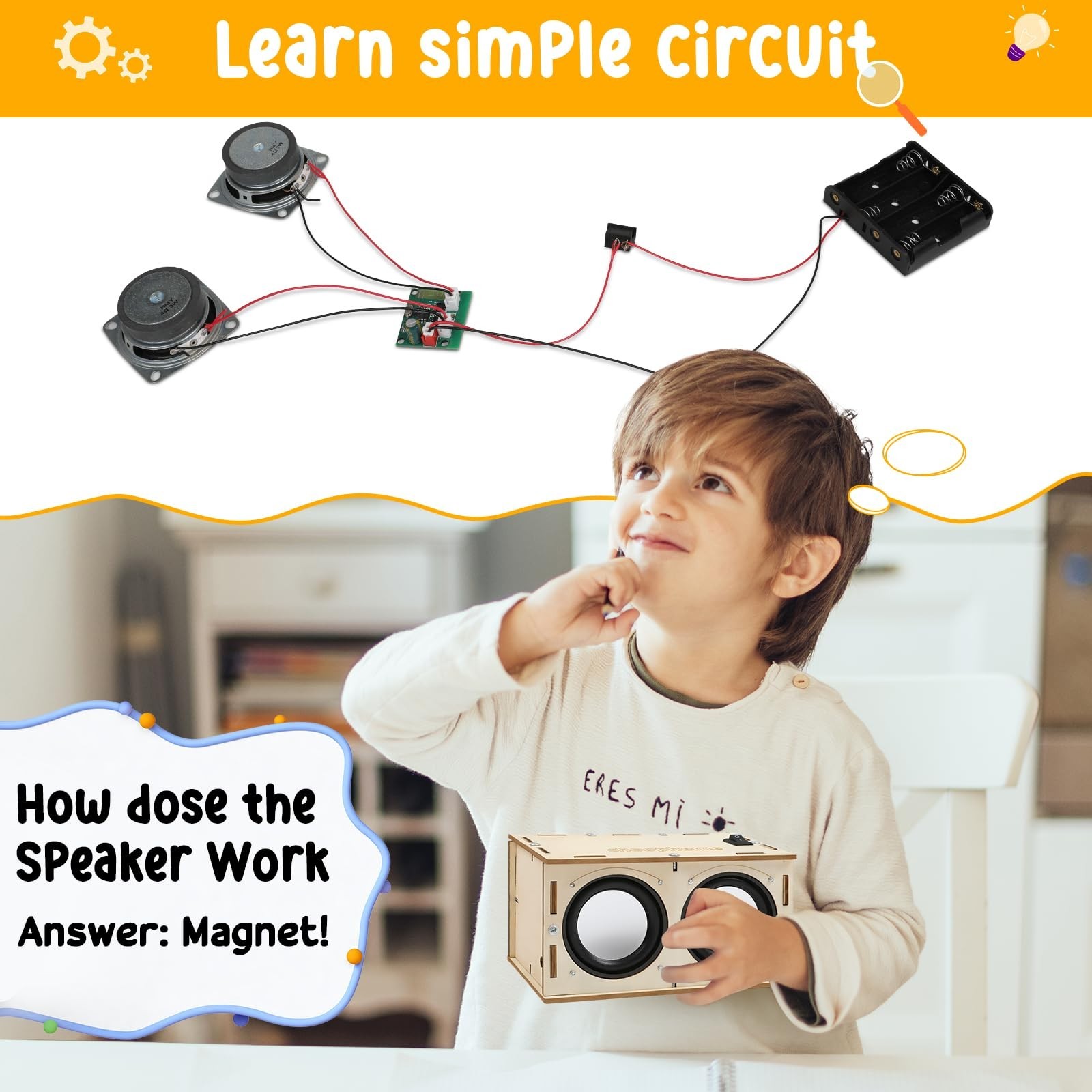 STEM Building Kit for Kids 8-14, DIY Bluetooth Speaker & FM Radio, Science Exper